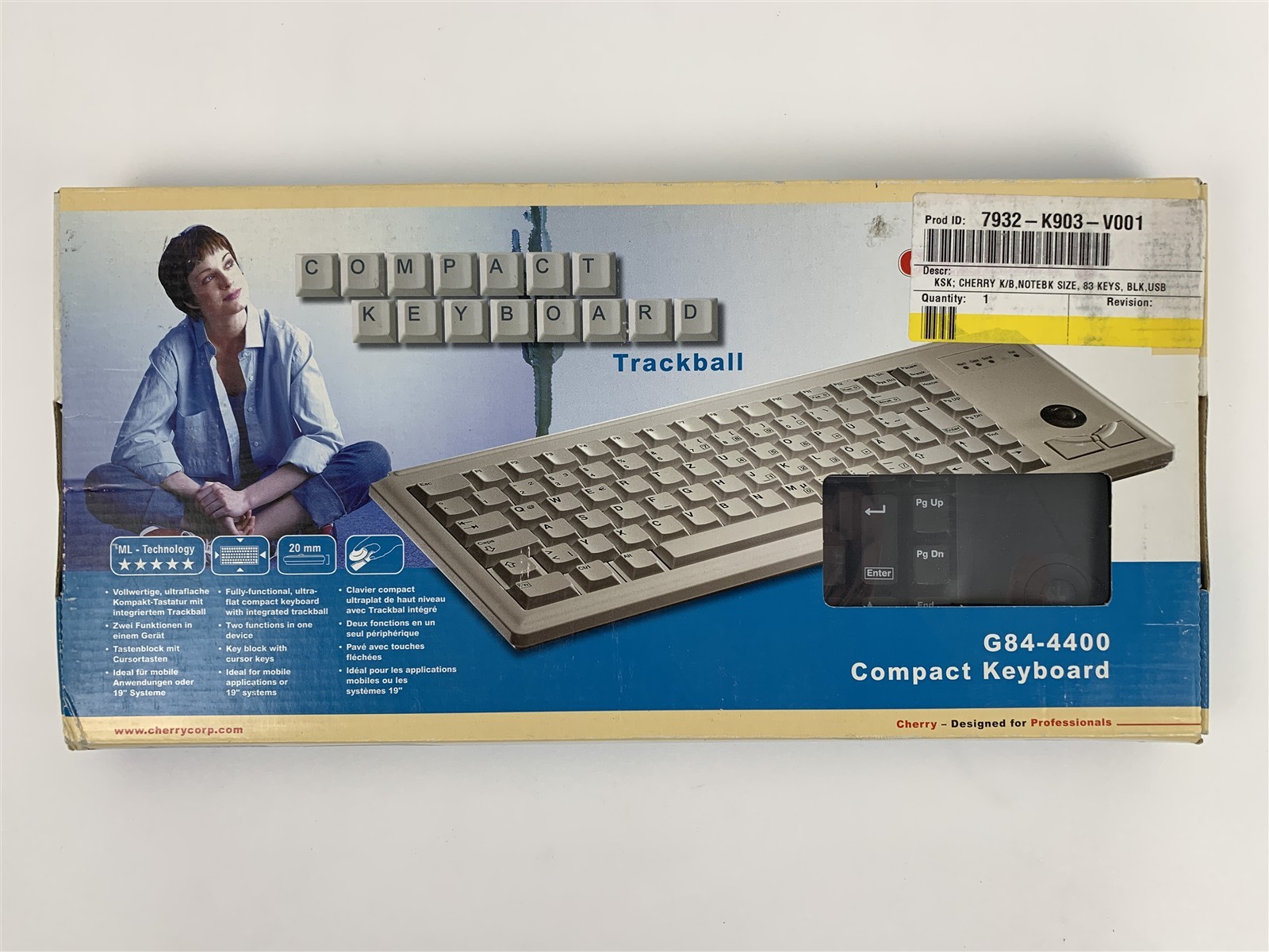 Cherry Slim Line G84-4400 Compact Keyboard G84-440PTBUS Black