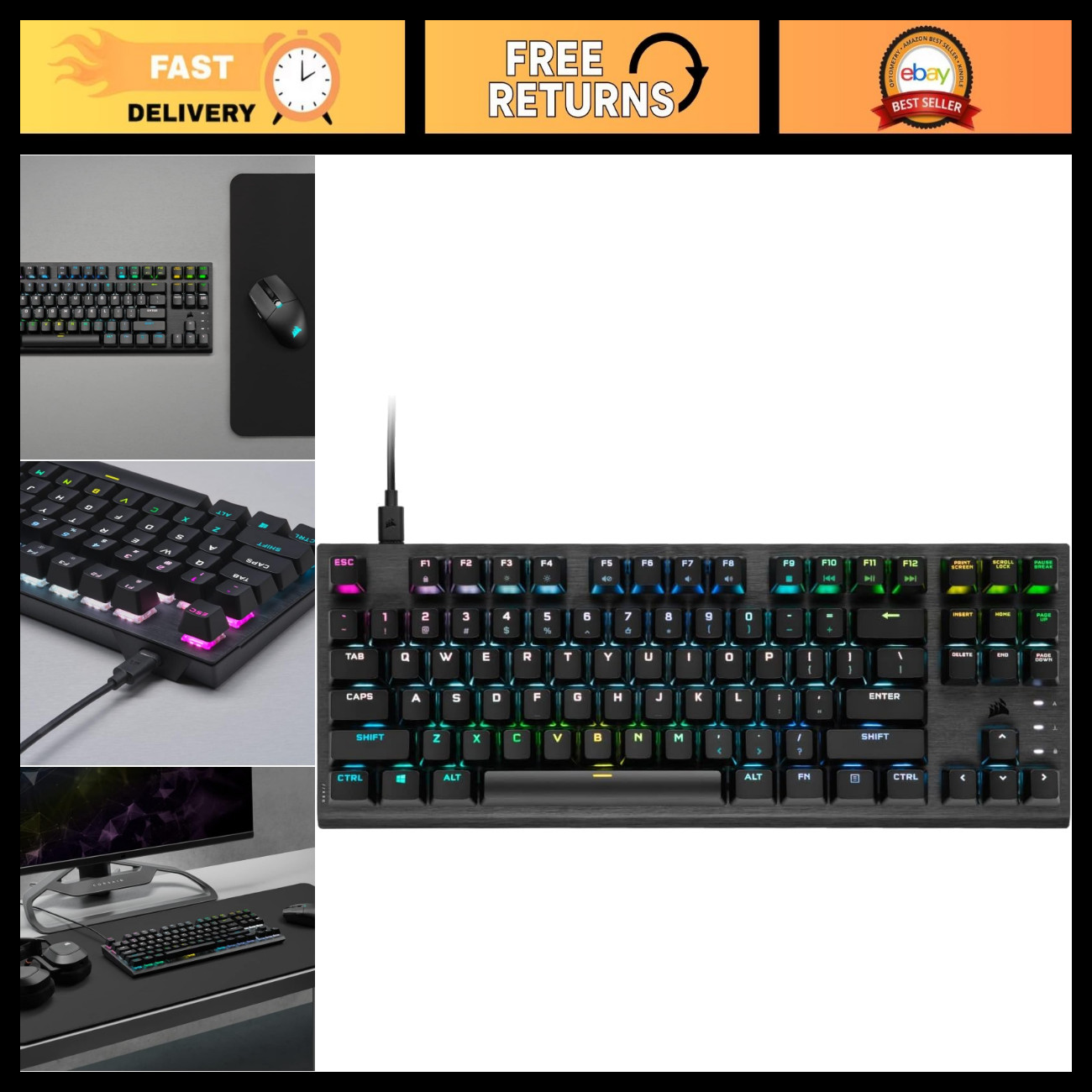 RGB Tenkeyless Optical-Mechanical Gaming Keyboard, OPX Switches, iCUE Compatible