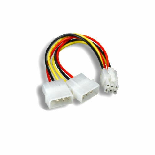 Kentek 8" 18 AWG DC Power Cord 2x Molex 4Pin LP4 5.25" to 6Pin PCI Express PCI-E