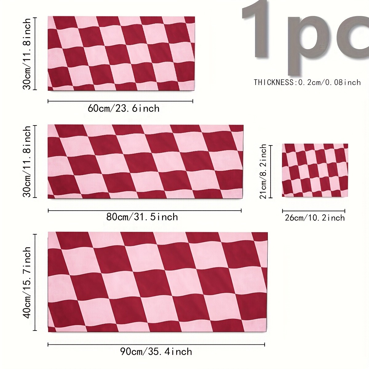 1pc Traditional Checkerboard Pattern Dark Red and Soft Pink Mouse Pad - Extend