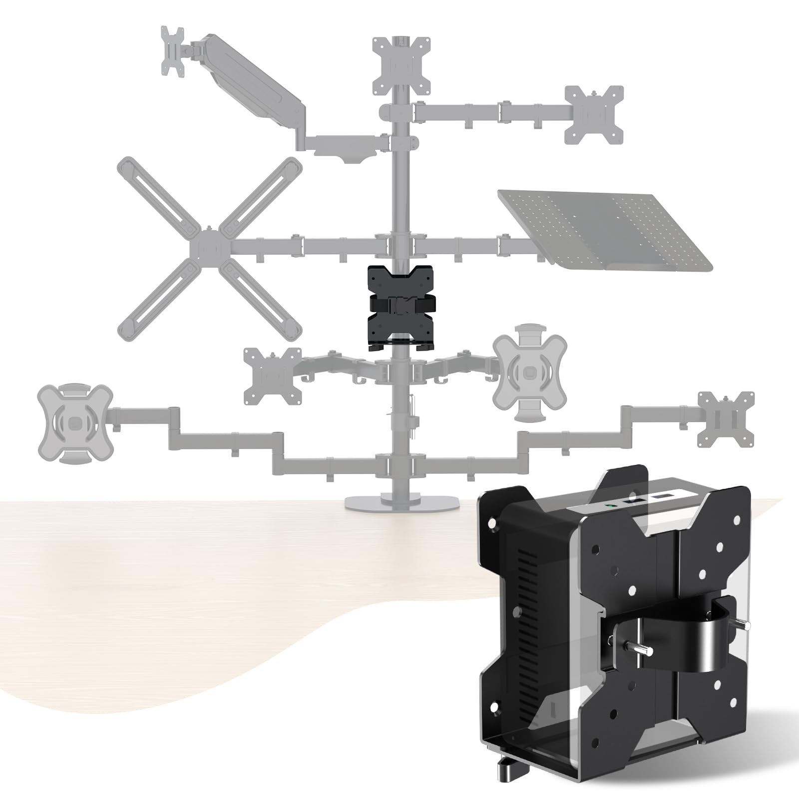 Adjustable Thin Client Mini PC Mount Bracket,CPU VESA Under Desk and Monitor ...