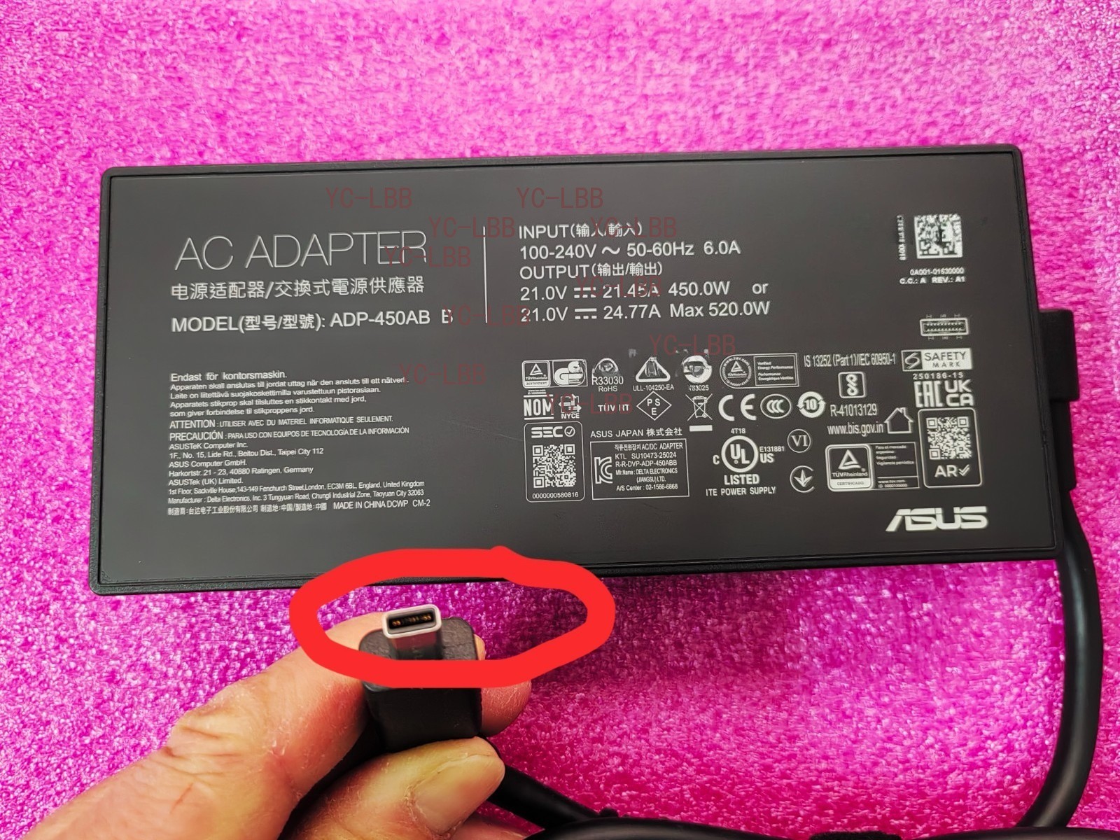 For ROG SCAR G835LXG RTX 5090 Original ASUS 450W 21V 21.45A Adapter ADP-450AB B