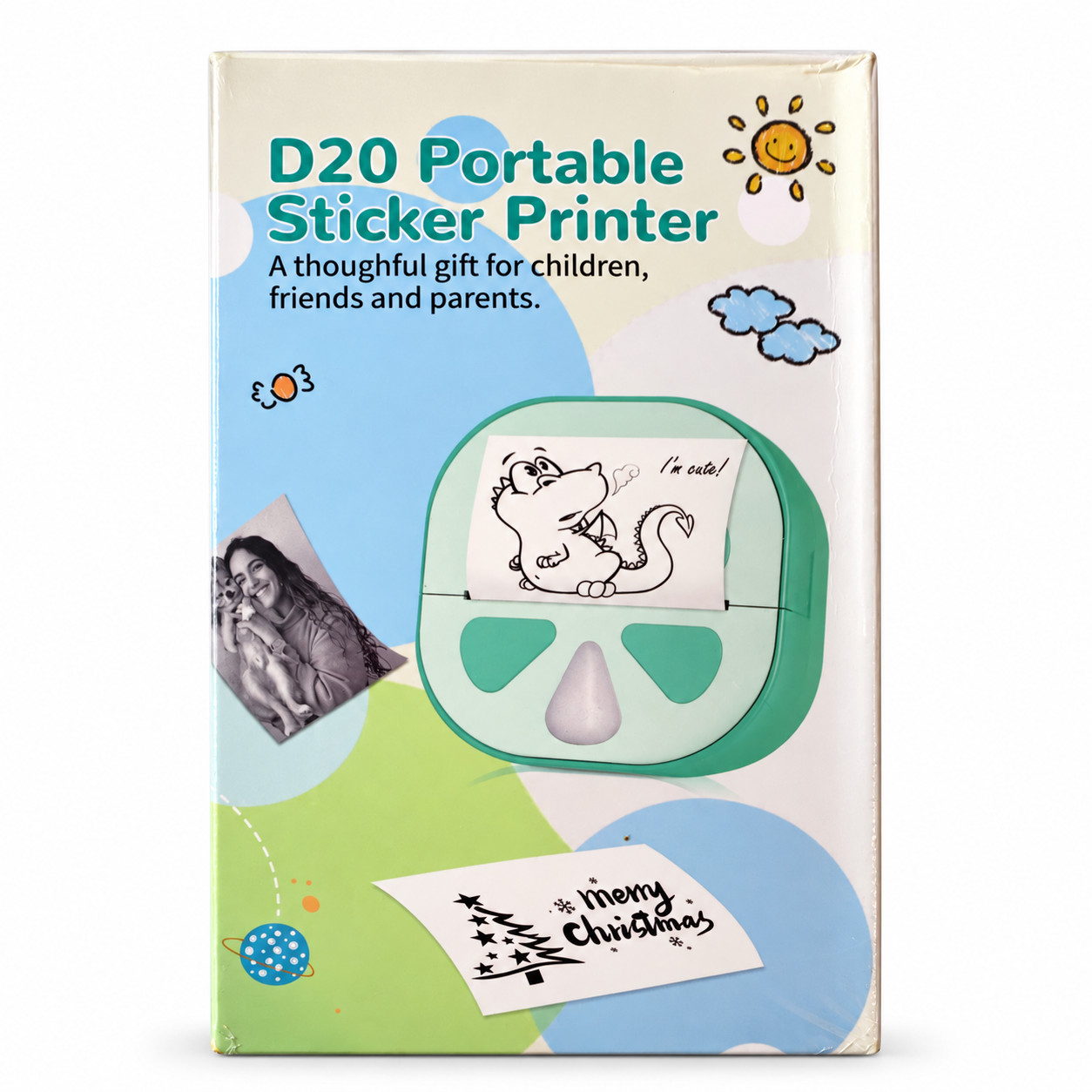 D20 Portable Thermal Sticker Printer Green 57mm Paper New Sealed