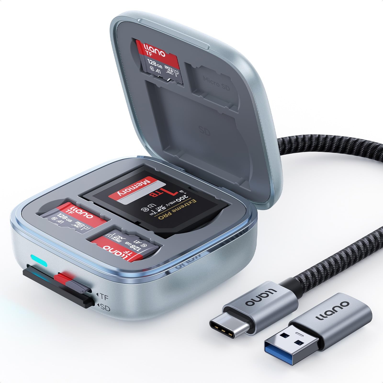 llano Micro SD Card Reader Case, TF 4.0 Memory Card Reader Holder(5Gbps)