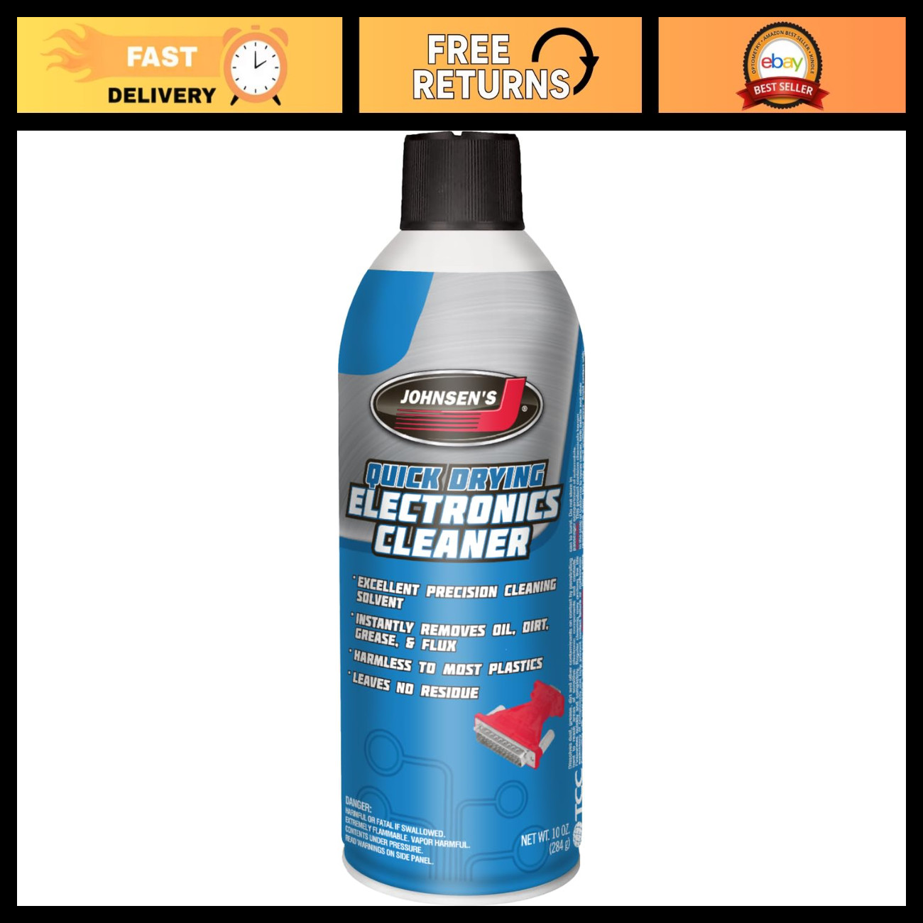 Quick-Drying Electronics Cleaner Spray 10 Oz - Precision 2 Pack for Fast Cleanin