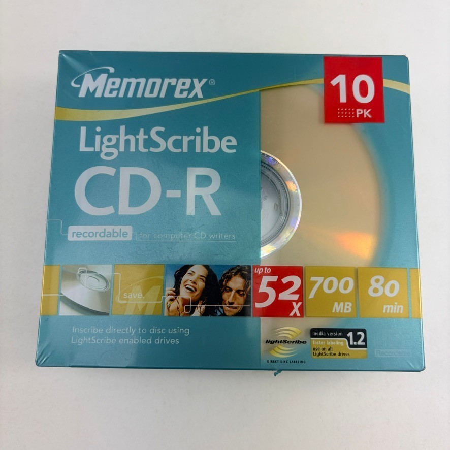 NEW Memorex LightScribe CD-R 52x 700mb 80 Minute Recordable Compact Disc 10-Pack