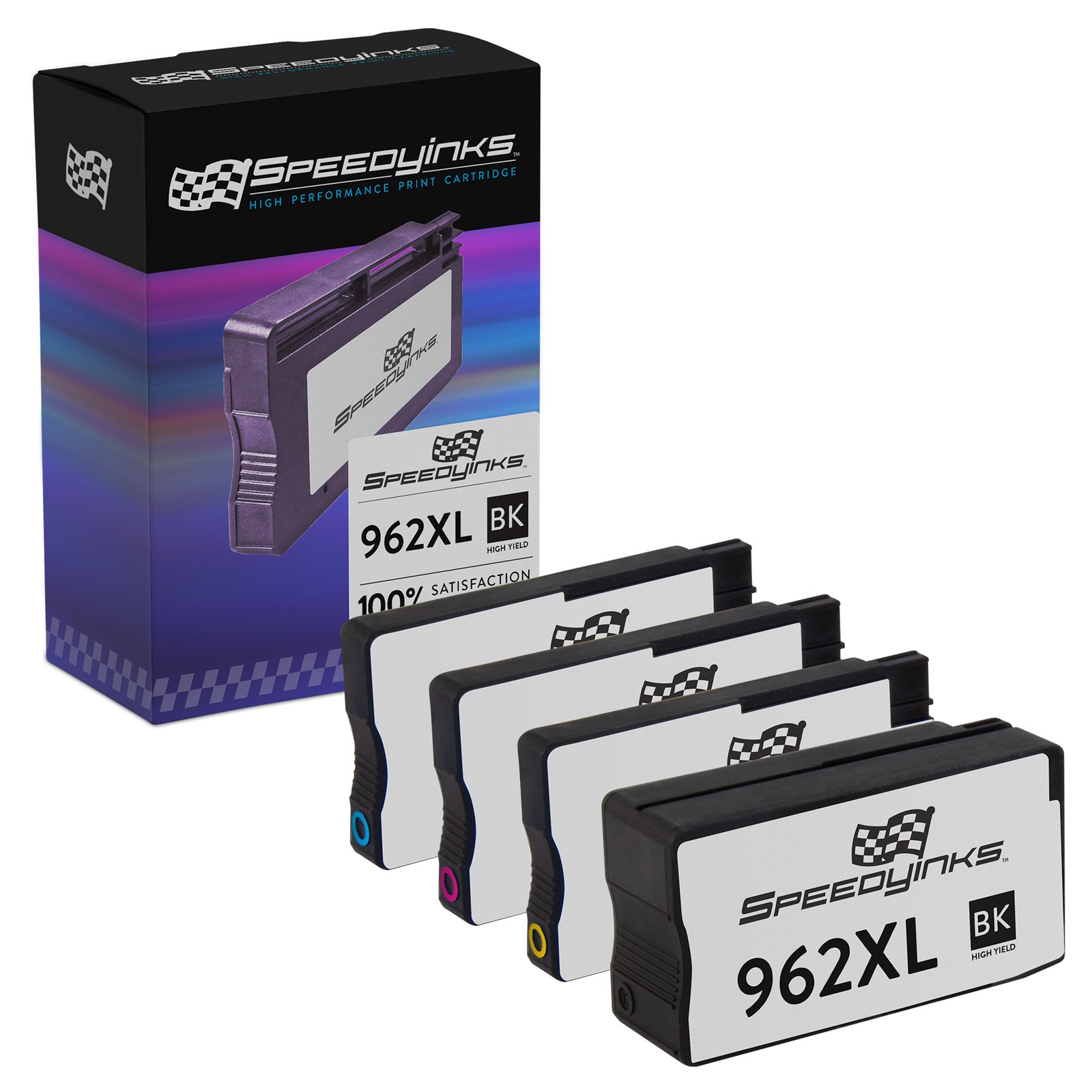 Speedy 4PK Replacements for HP 962XL High Yield Ink: Black Cyan Magenta Yellow