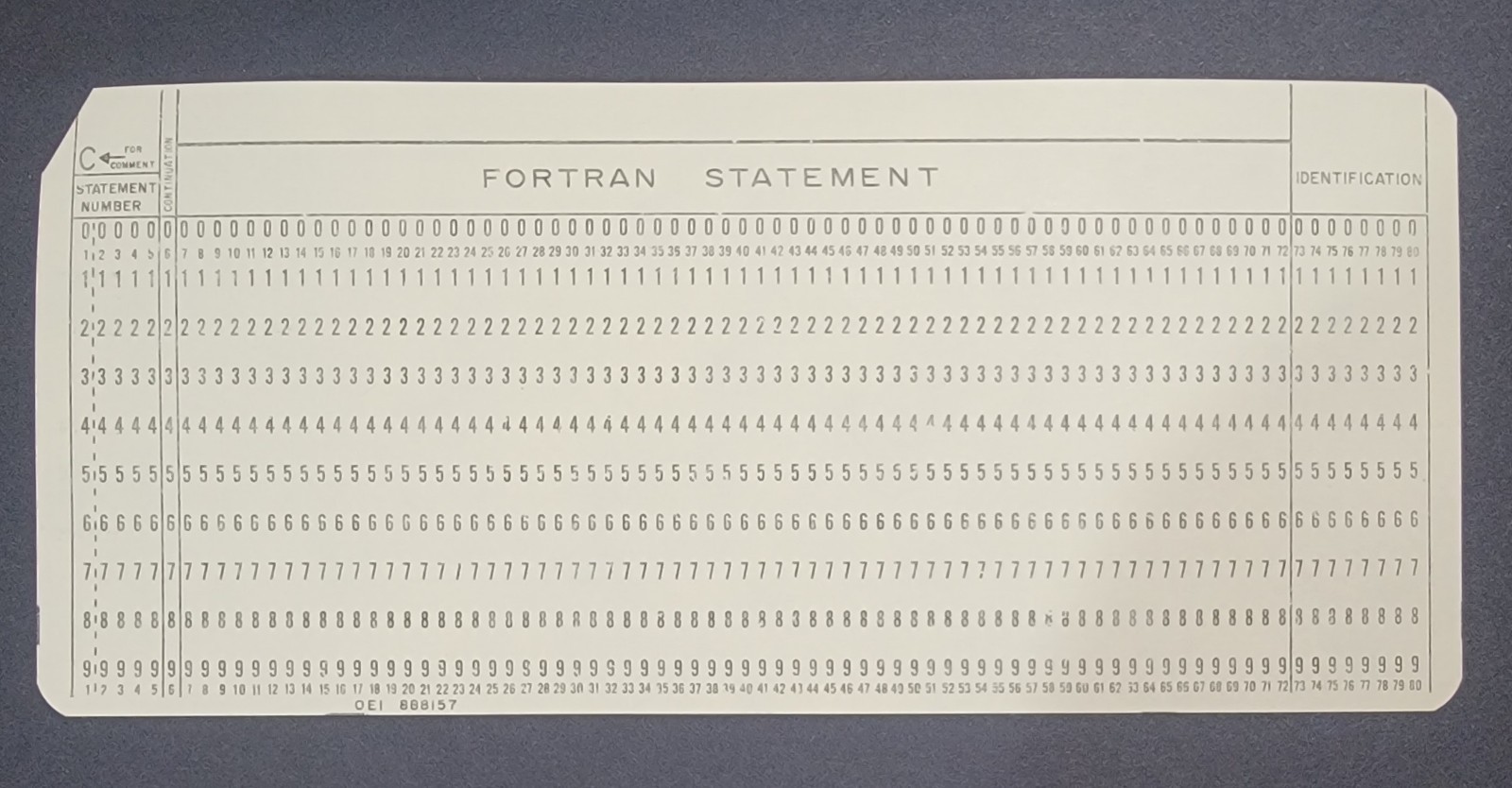 1 Vintage Coding IBM Fortran Main Frame Computer Punch Cards NOS. 