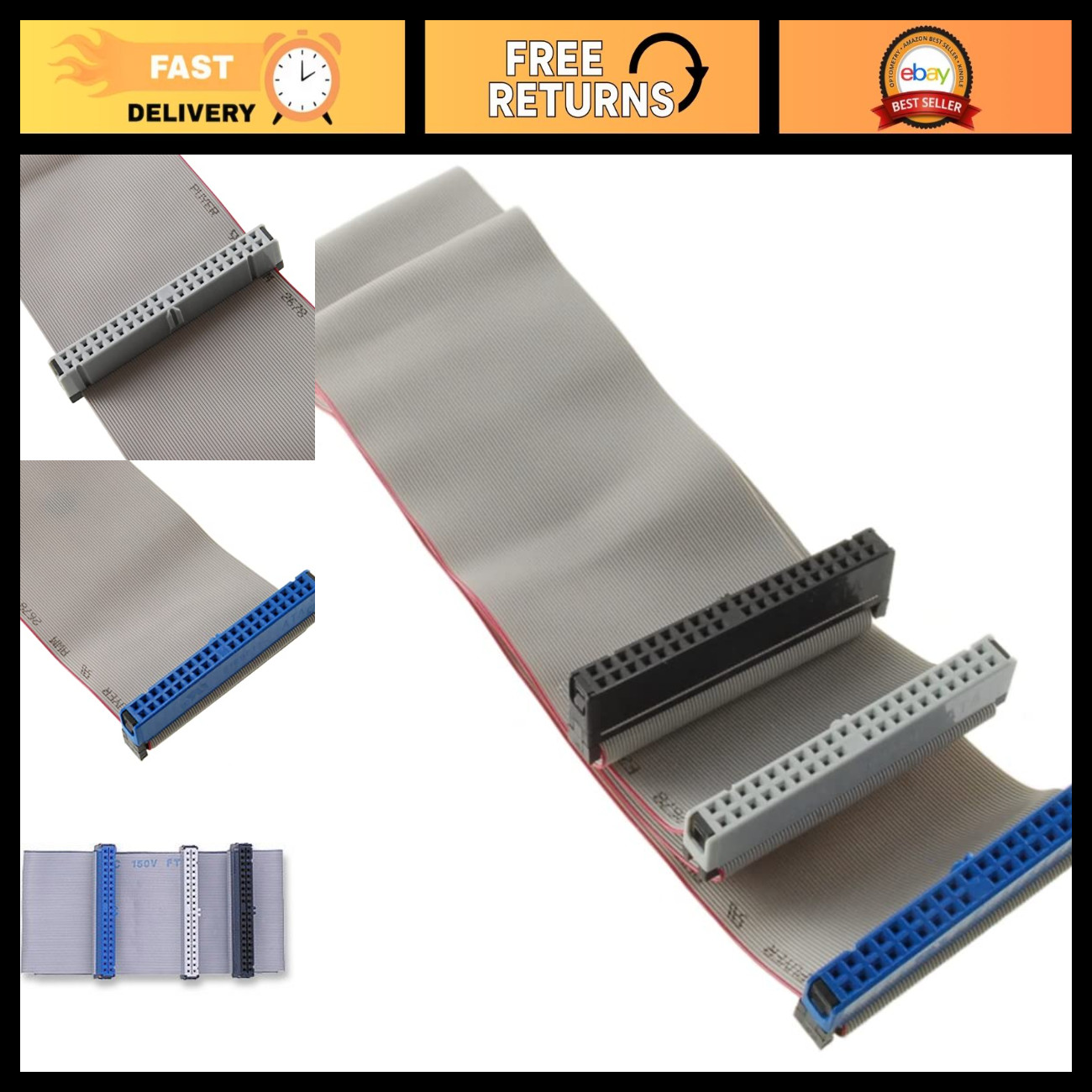24-Inch 40-Pin 80-Wire Ultra ATA Ribbon Cable for Dual Drives - High-Speed Data