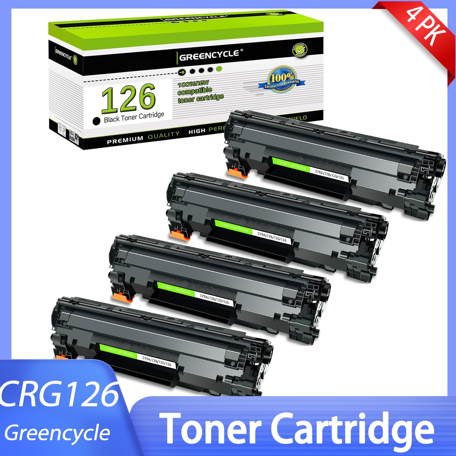 4x GREENCYCLE CRG126 Toner Cartridge Fit For Canon ImageClass LBP6200d LBP6230dw