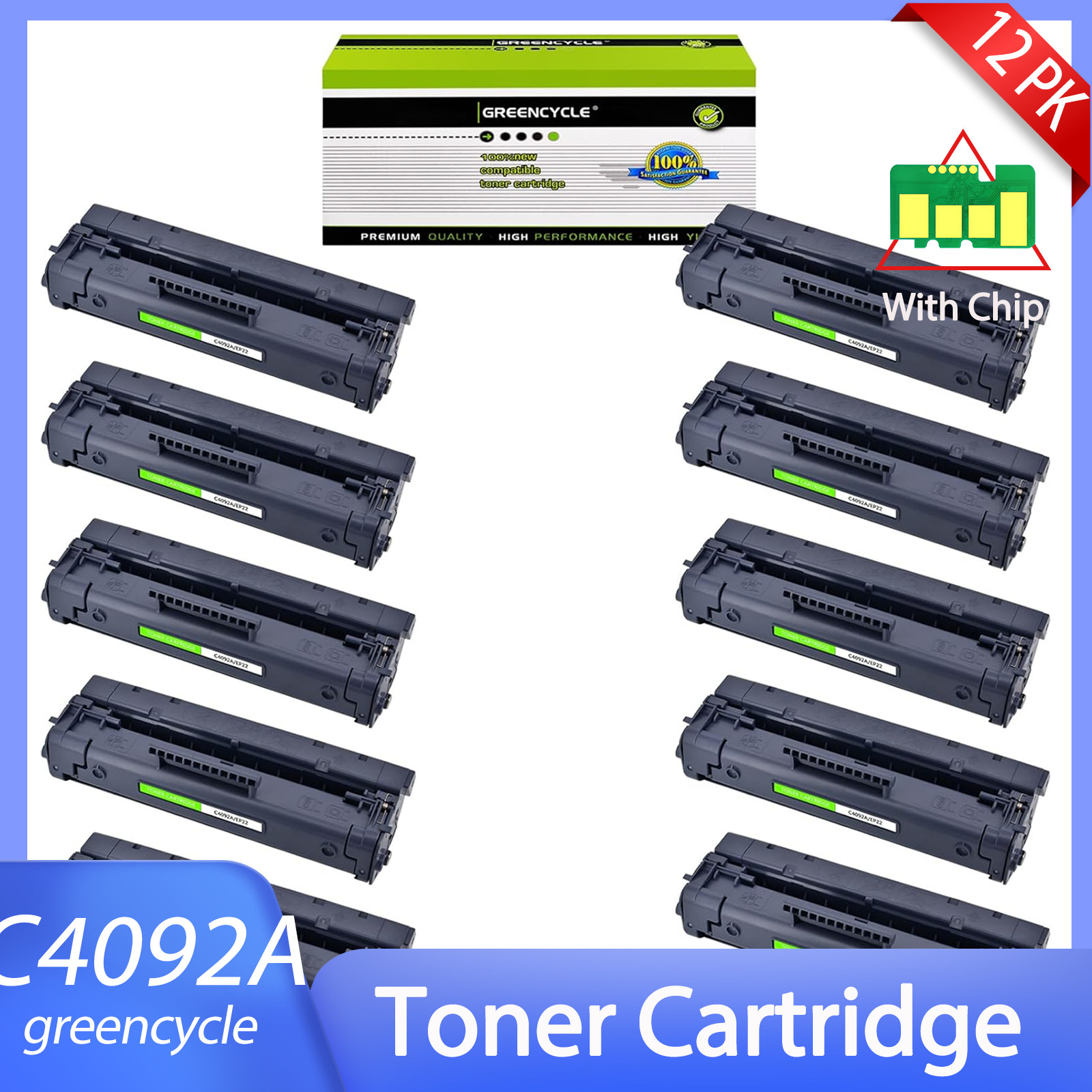 12PK C4092A 92A Toner Cartridge For HP LaserJet 1100se 1100xi 3200 3200m 3200se