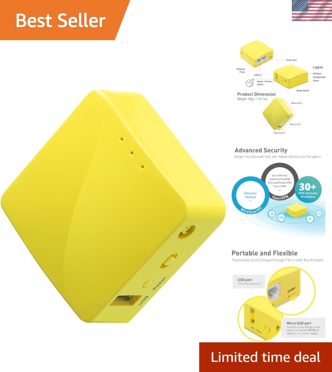 GL-MT300N-V2 Mango Portable Mini Travel Wireless Pocket VPN WiFi Router - 2X ...