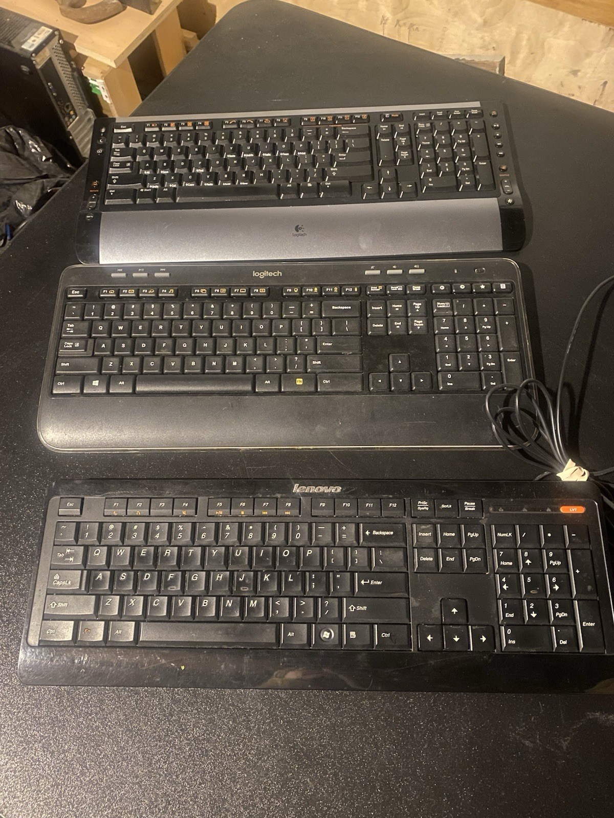 LOT OF 3 Computer Keyboards 2 Logitech And 1 Lenovo Used Tech See Pics VTG