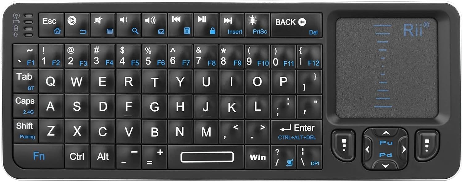 Rii Mini Bluetooth Keyboard Backlit Touchpad IR Learning 2.4G Android TV HTPC
