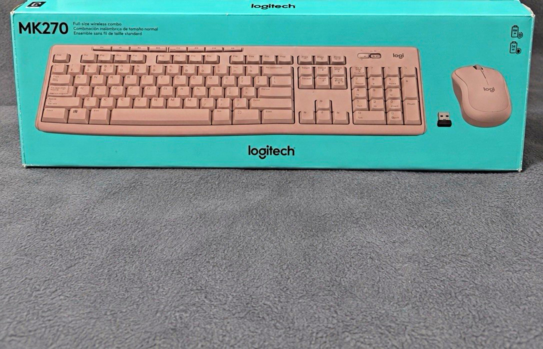 Logitech MK270 Wireless USB Plug & Play Keyboard & Mouse Combo Pink QWERTY