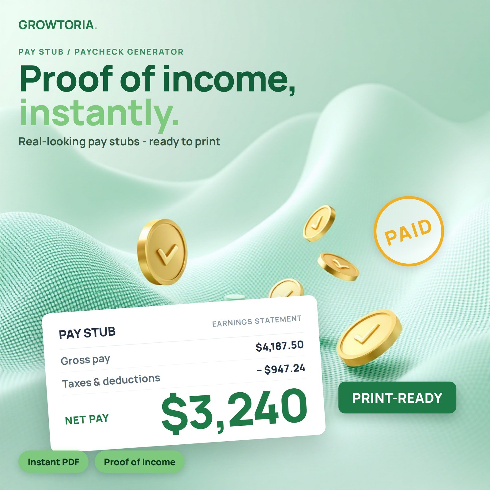Pay Stub Generator Paycheck Maker Payslip Software Proof of Income Employer App