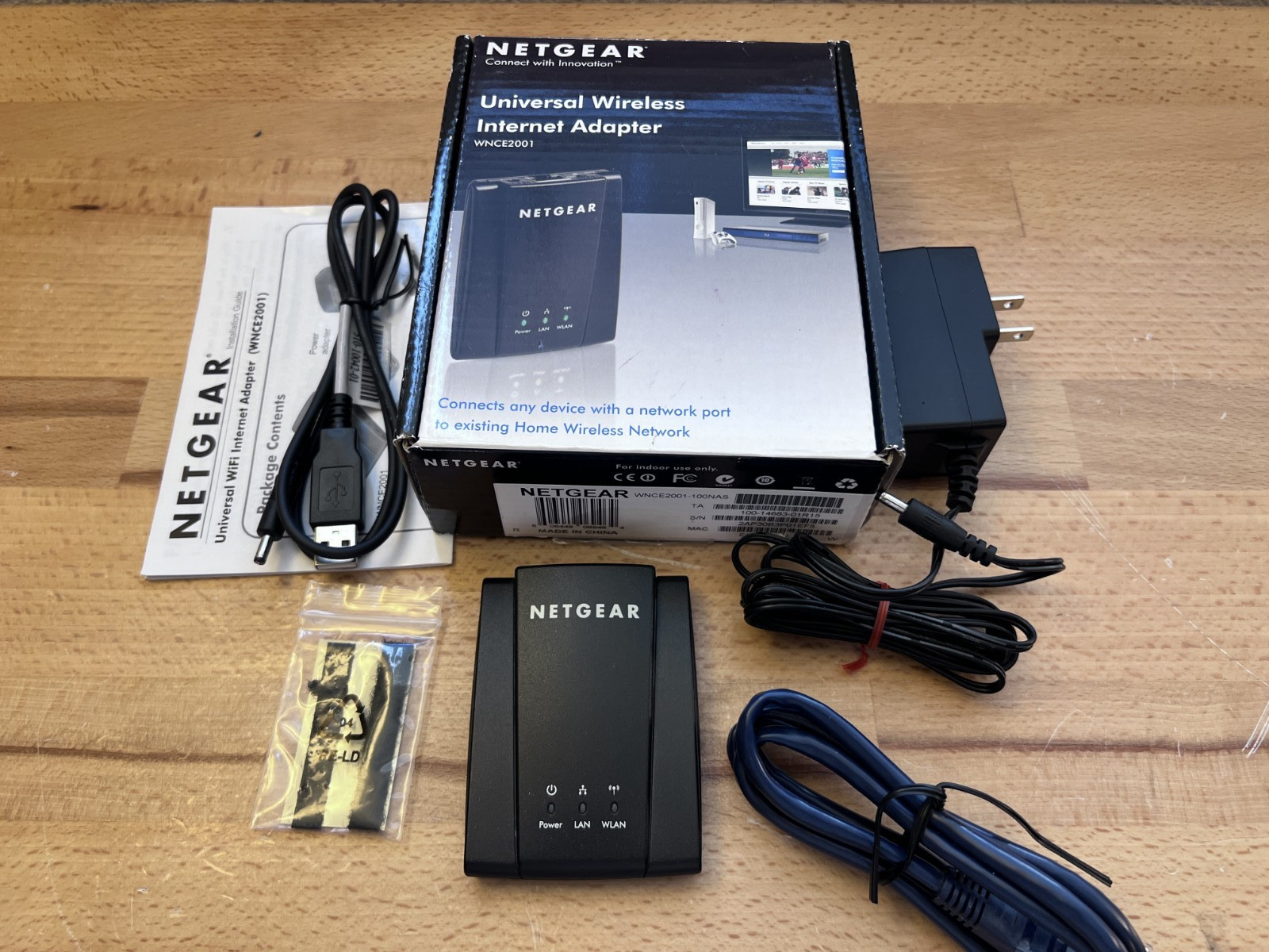 NETGEAR WNCE2001 Universal WiFi Internet Adapter Ethernet Wireless Complete Box