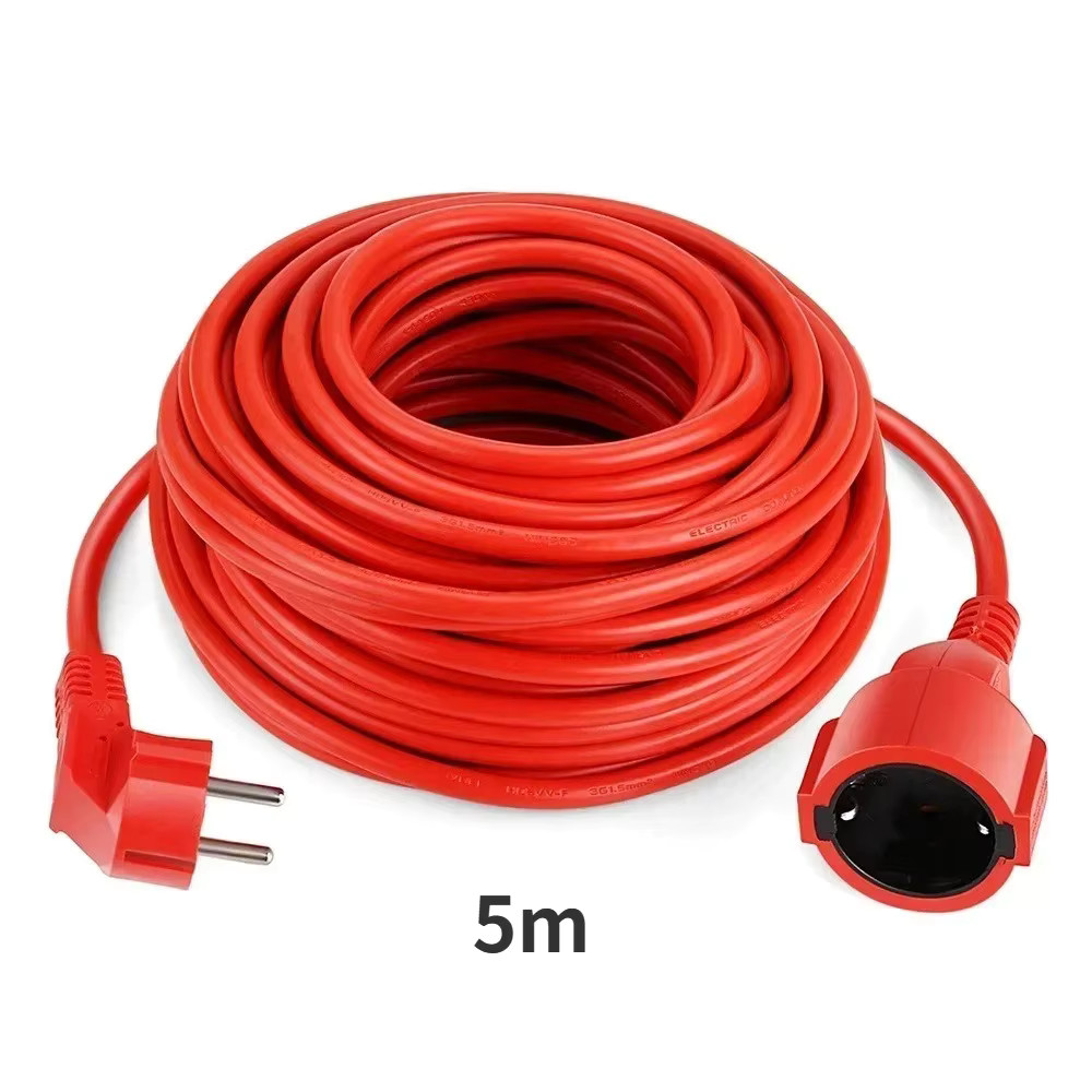 Extension Cord Power Strip 16A 4000W EU Schuko Plug Red Indoor Outdoor Use