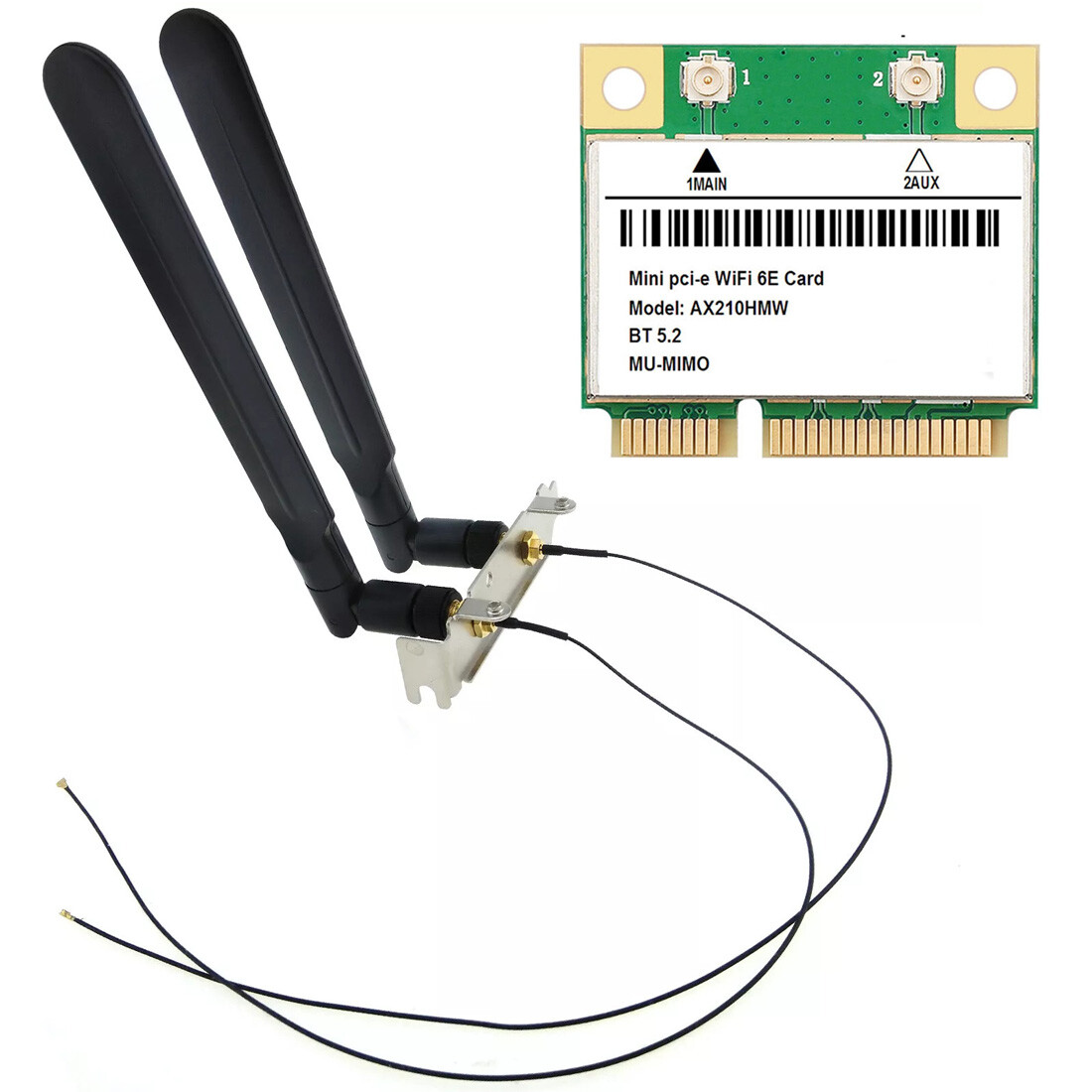 AX210 WiFi 6E Half Mini PCI-e Network Card AX AC Wireless Antenna Mini PC Panel