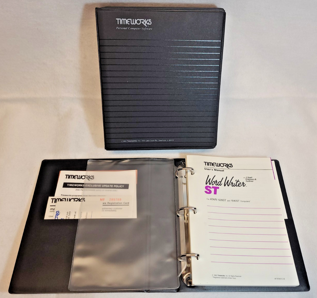 Vintage 1982 Timeworks Word Writer ST Atari, Manual & Binder ONLY, 40785MV2.01