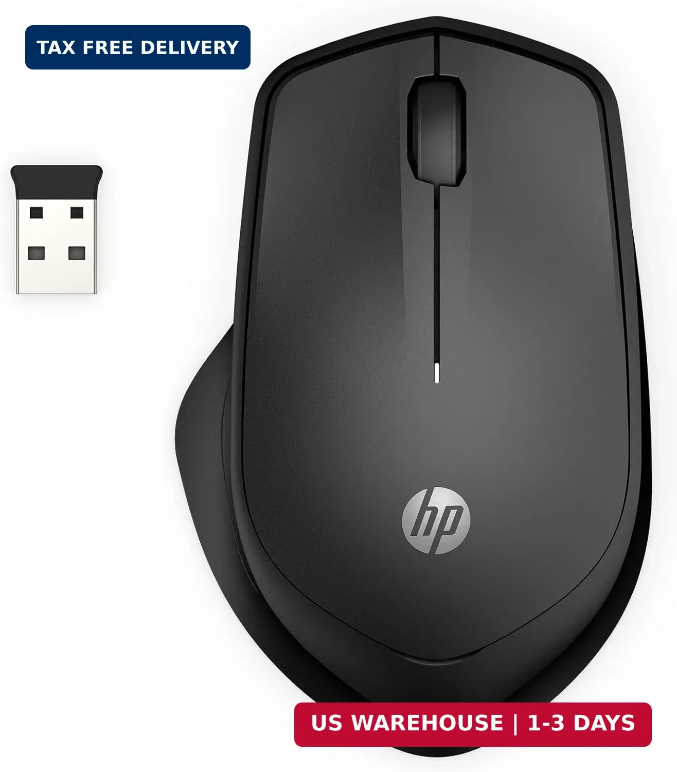 HP 280 Silent Wireless Mouse - Ergonomic, Right-Handed Design - 2.4GHz USB Wirel