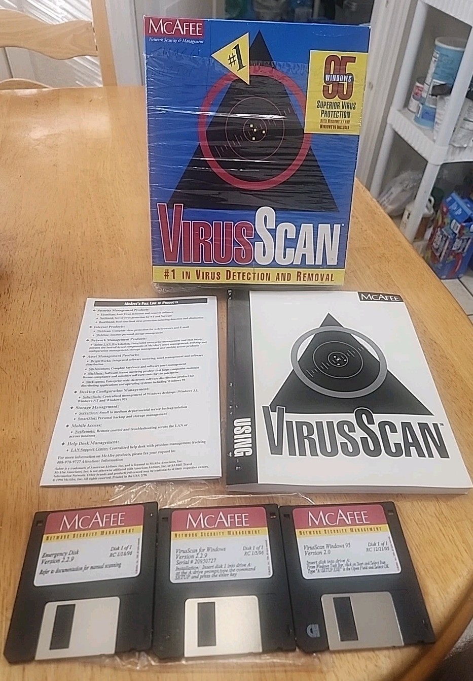 Vintage McAfee Virus Scan VirusScan For Windows 95 And Windows 3.1 Big Box