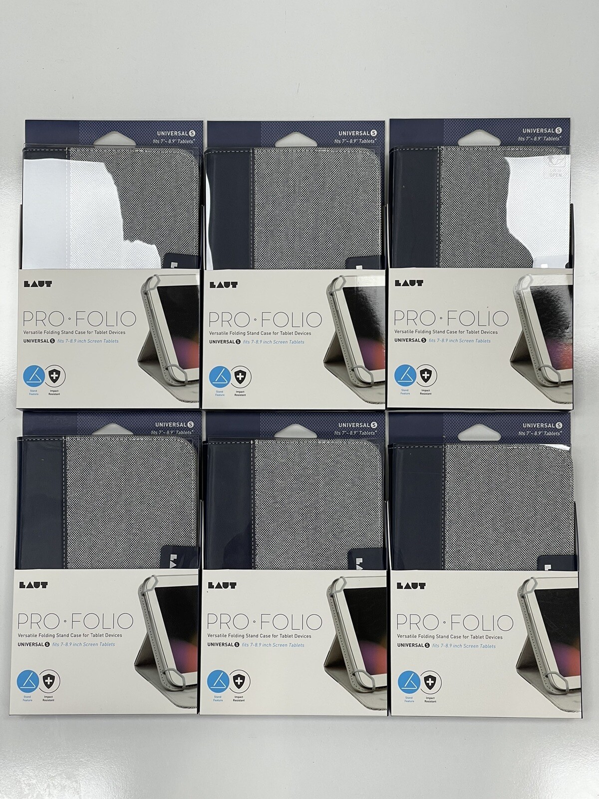 LAUT Pro Folio Universal S Tablet Cases Stand Fits 7-8.9" Screen BLUE(QTY=6)R15