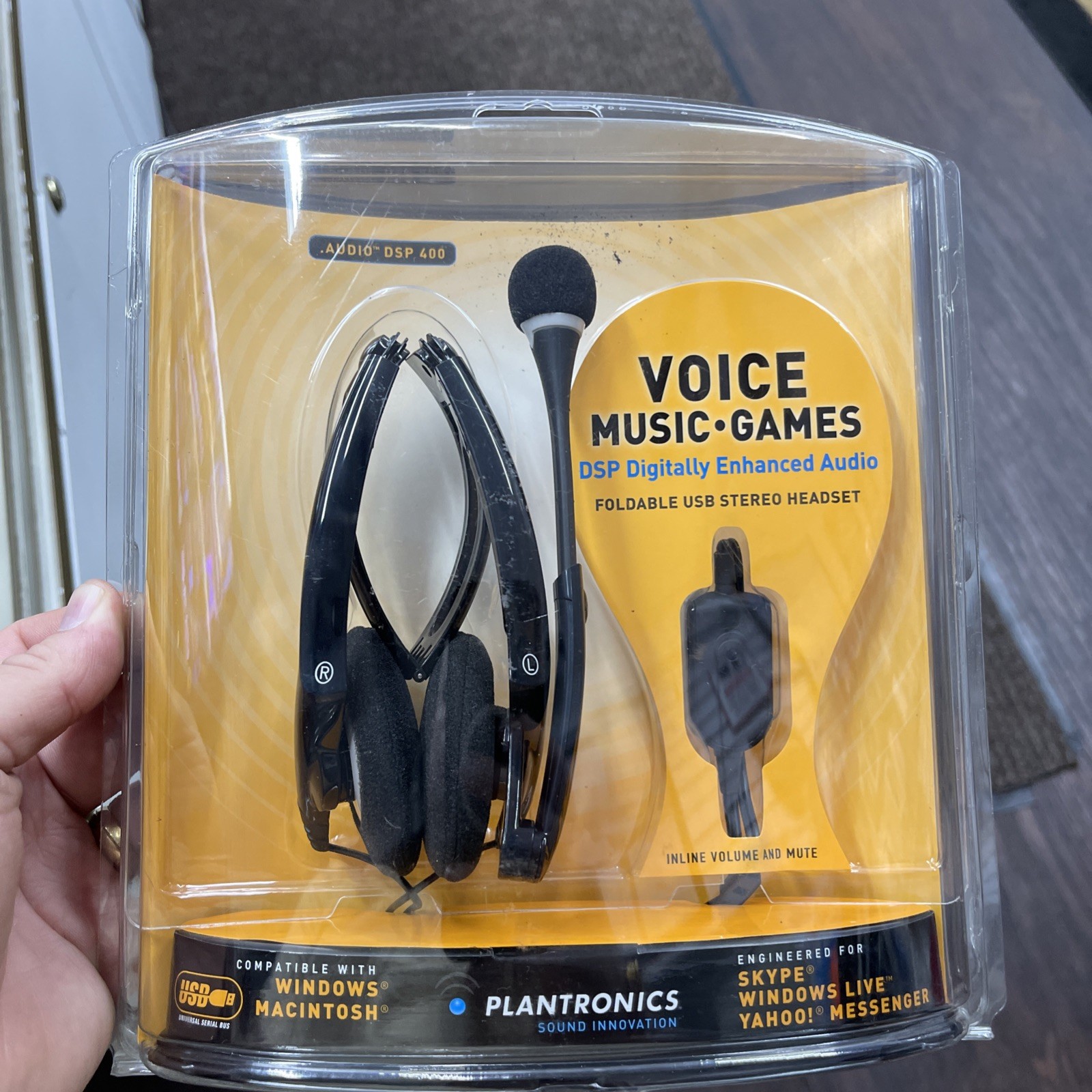 Plantronics DSP-400 Digitally Enhanced USB Foldable Stereo Headset Gaming New