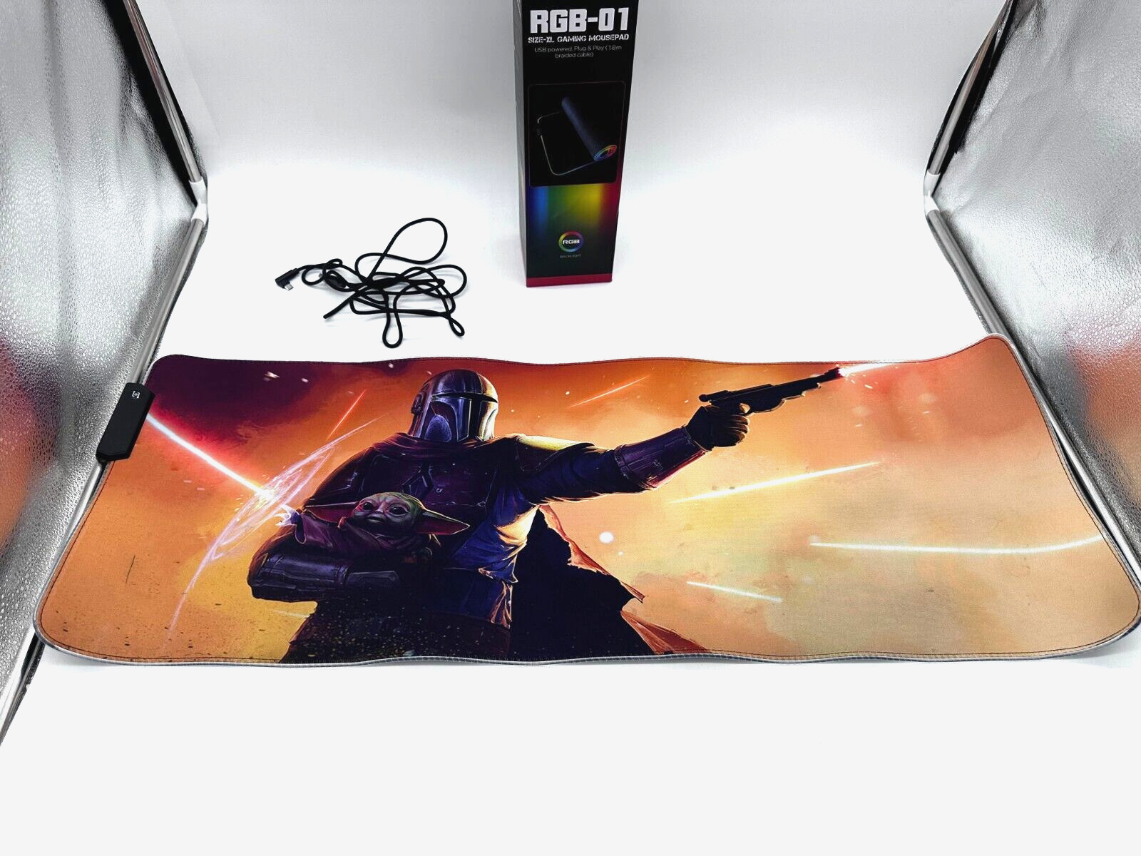 Star Wars Mandalorian Yoda RGB Soft Gaming Mouse Pad Large 31"x12"