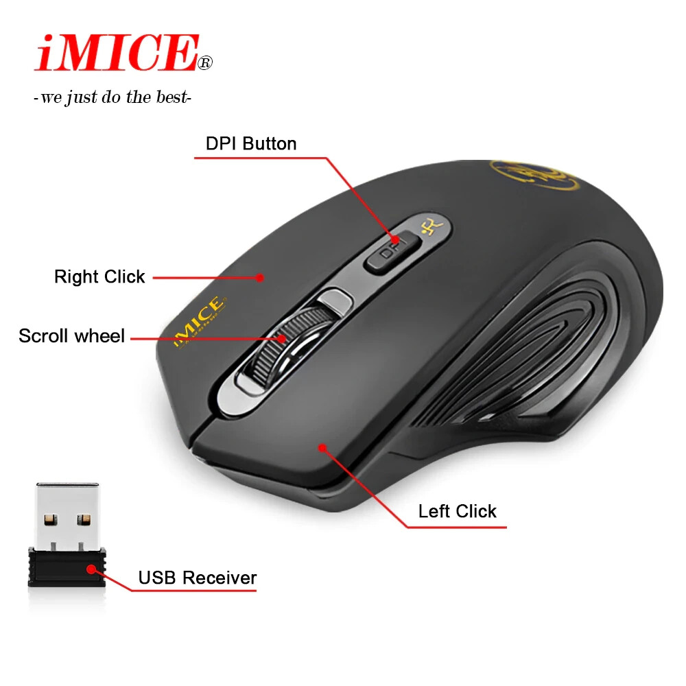 iMice 2.4GHz Wireless Optical Mouse w/Lighted Scroll Wheel and Left, Right Click