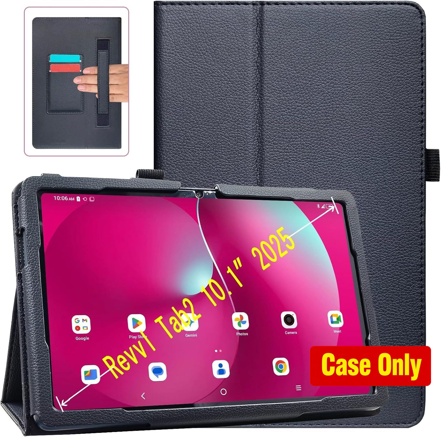 Case for T-Mobile Revvl Tab 2 10.1" Tablet, Folio Protective Slim Cover, Black
