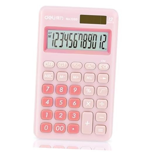 Pink 12 Digit Desktop Calculator with Standard Functions