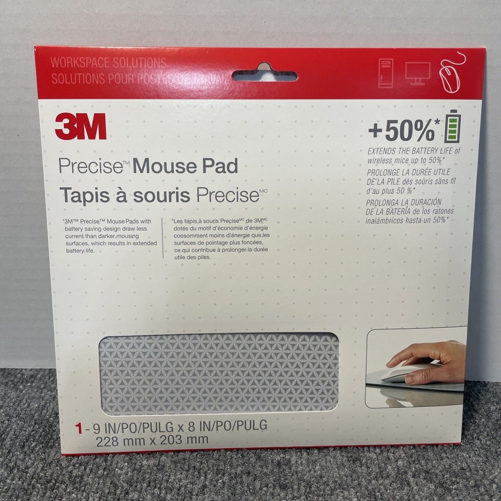 3M Precise Mouse Pad Enhances the Precision of Optical Mice , Non-SkidFoam Back