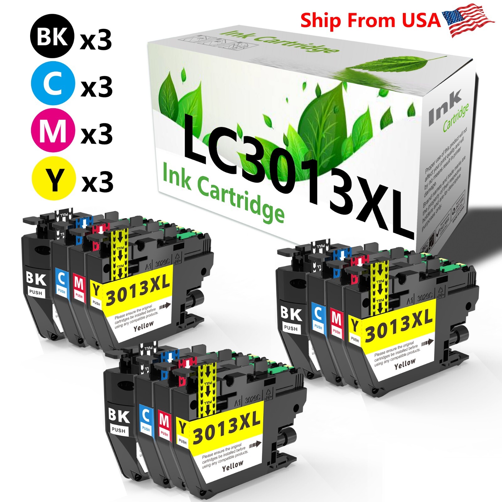 3B3B3M3replace for Brother LC3013XL Ink Cartridge for MFC-J690DW J895DW