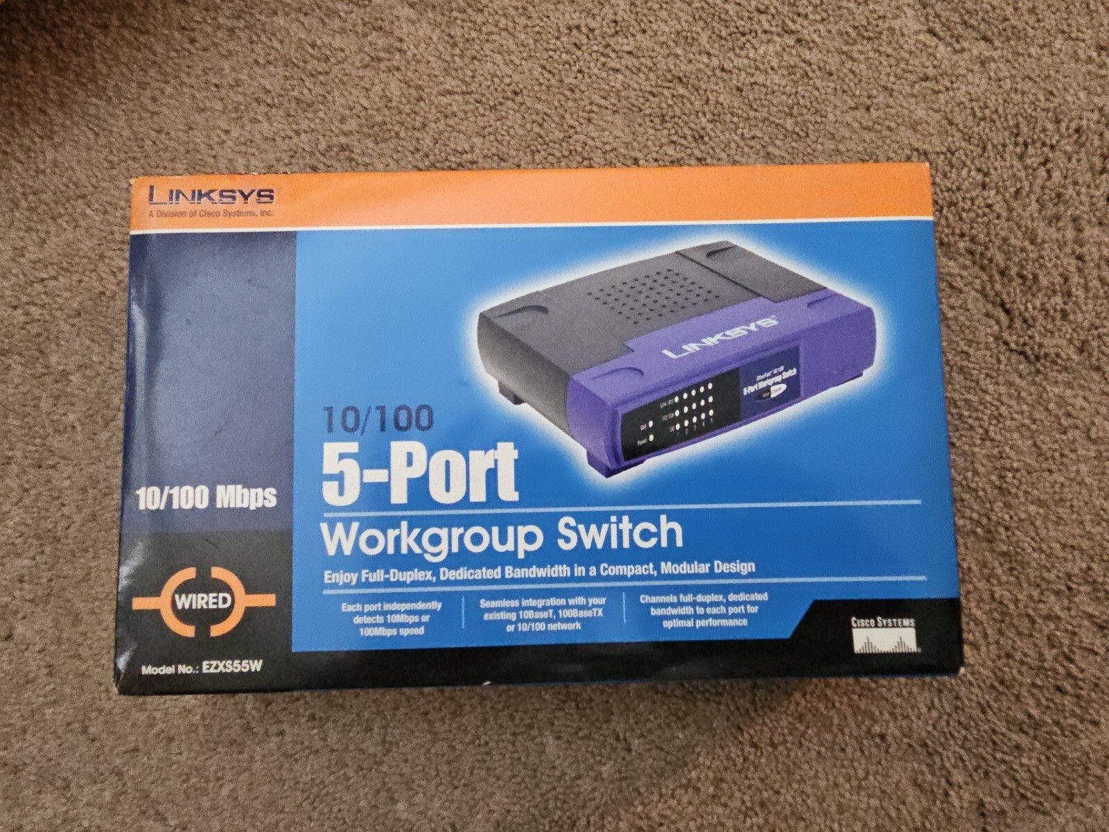 Cisco-Linksys EZXS55W EtherFast 10/100 5-Port Workgroup Switch NEW SEALED 