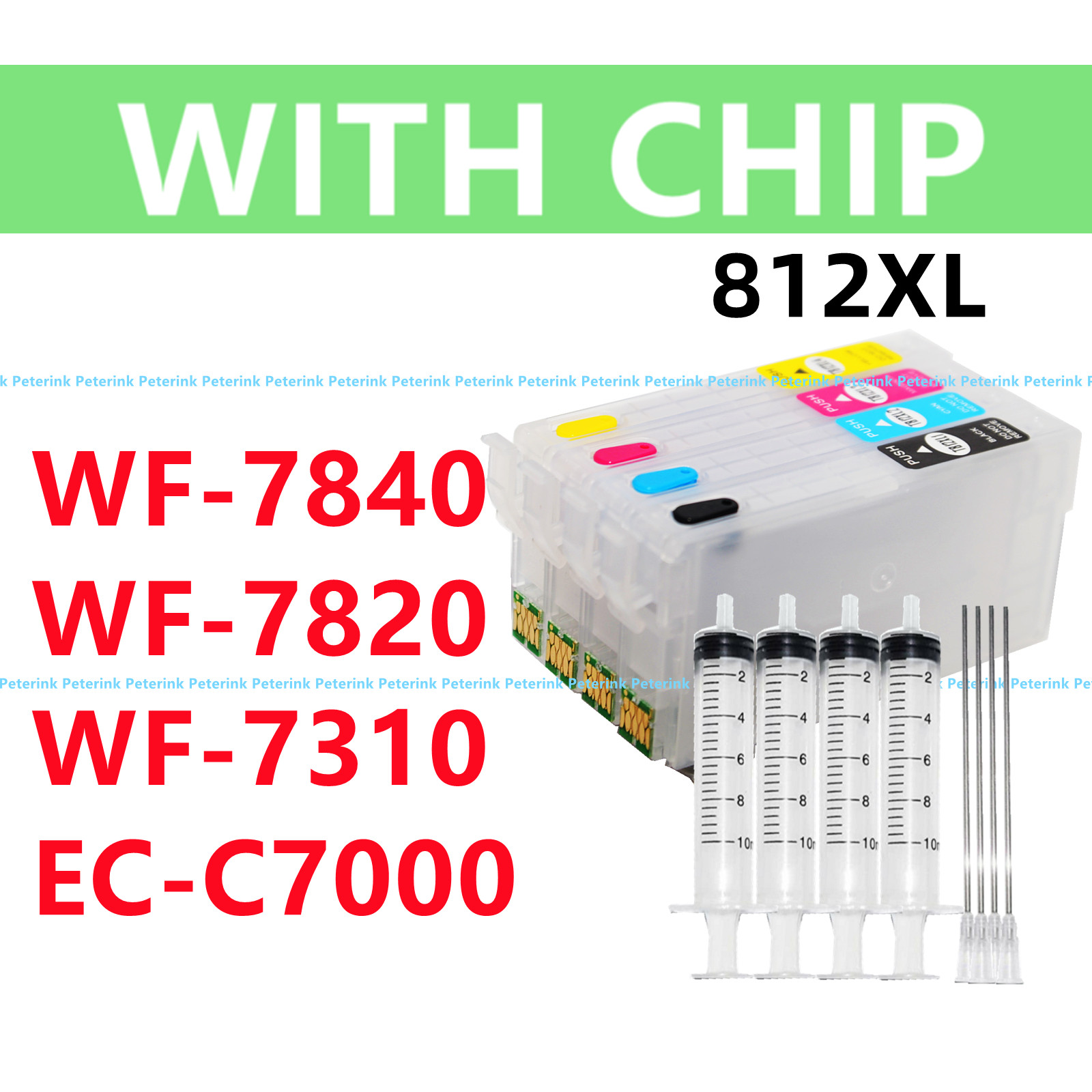 Refillable Ink Cartridge T812 812 XL with chip for  EC-C7000