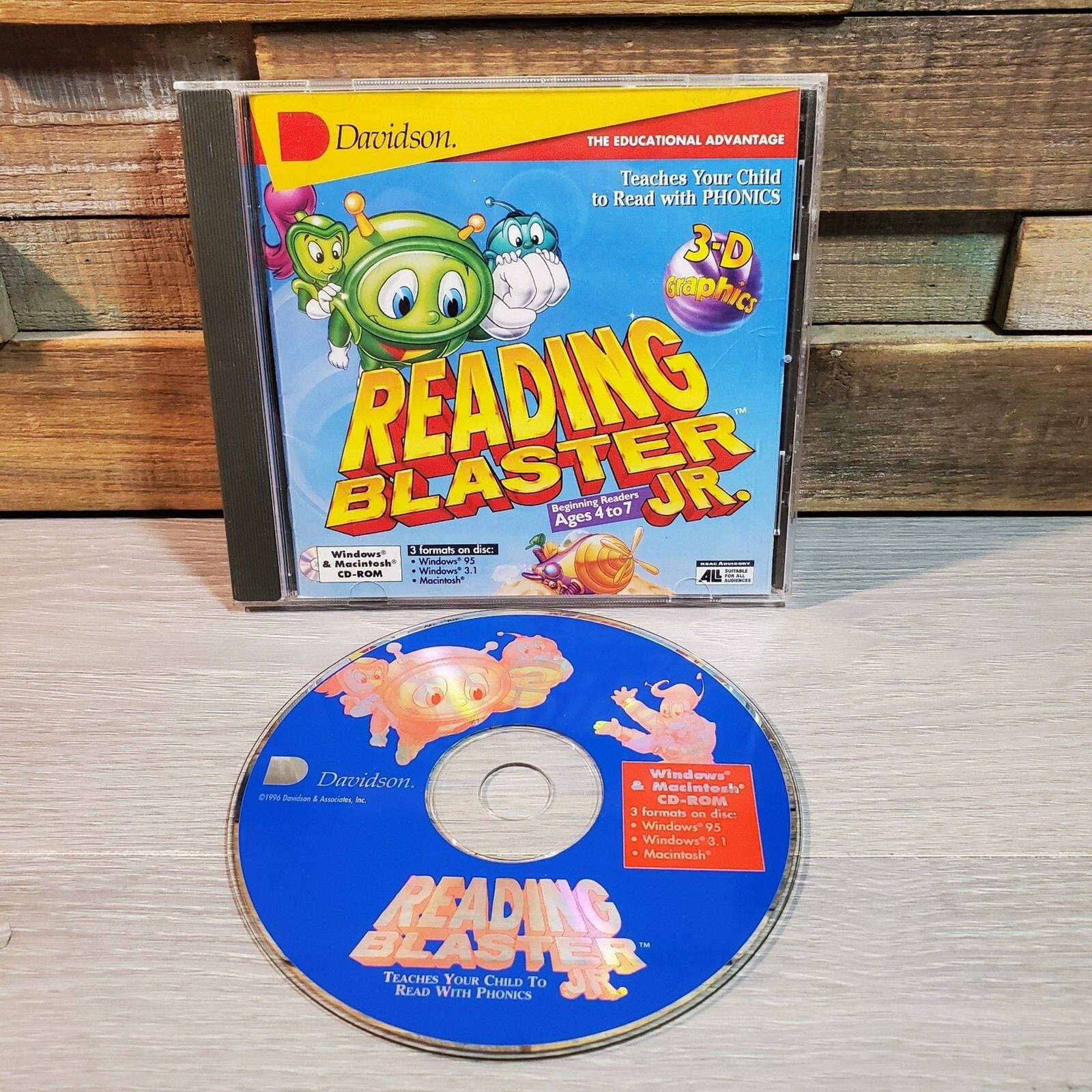 Vtg Reading Blaster Jr CD-ROM Ages 4-7  Homeschooling 90s Win Mac Phonics 1996