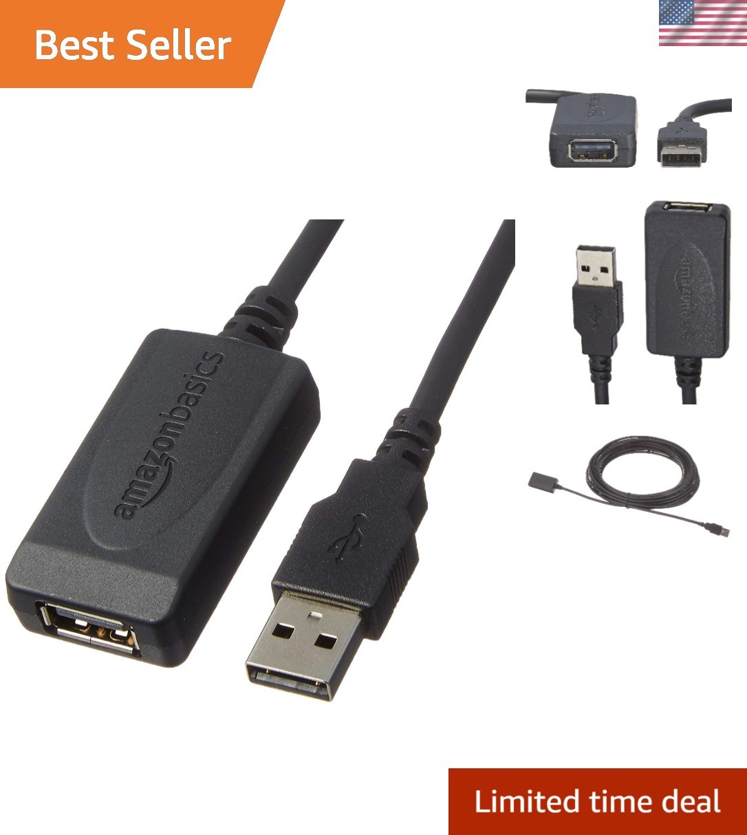 USB 2.0 Extension Cable, USB-A Male to Female Active Repeater Cable for Print...