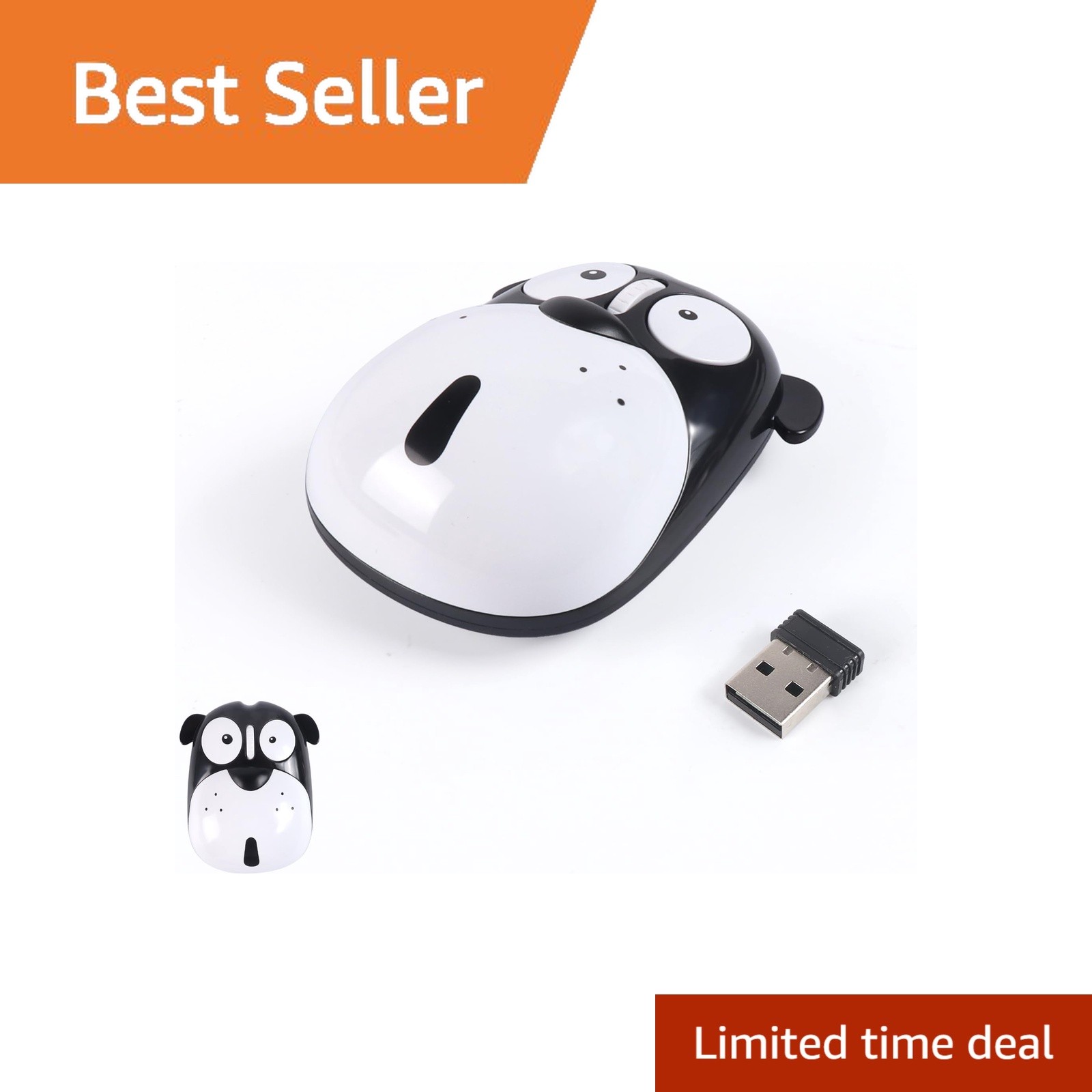 Samudgate Cartoon Dog Wireless USB Mouse Black
