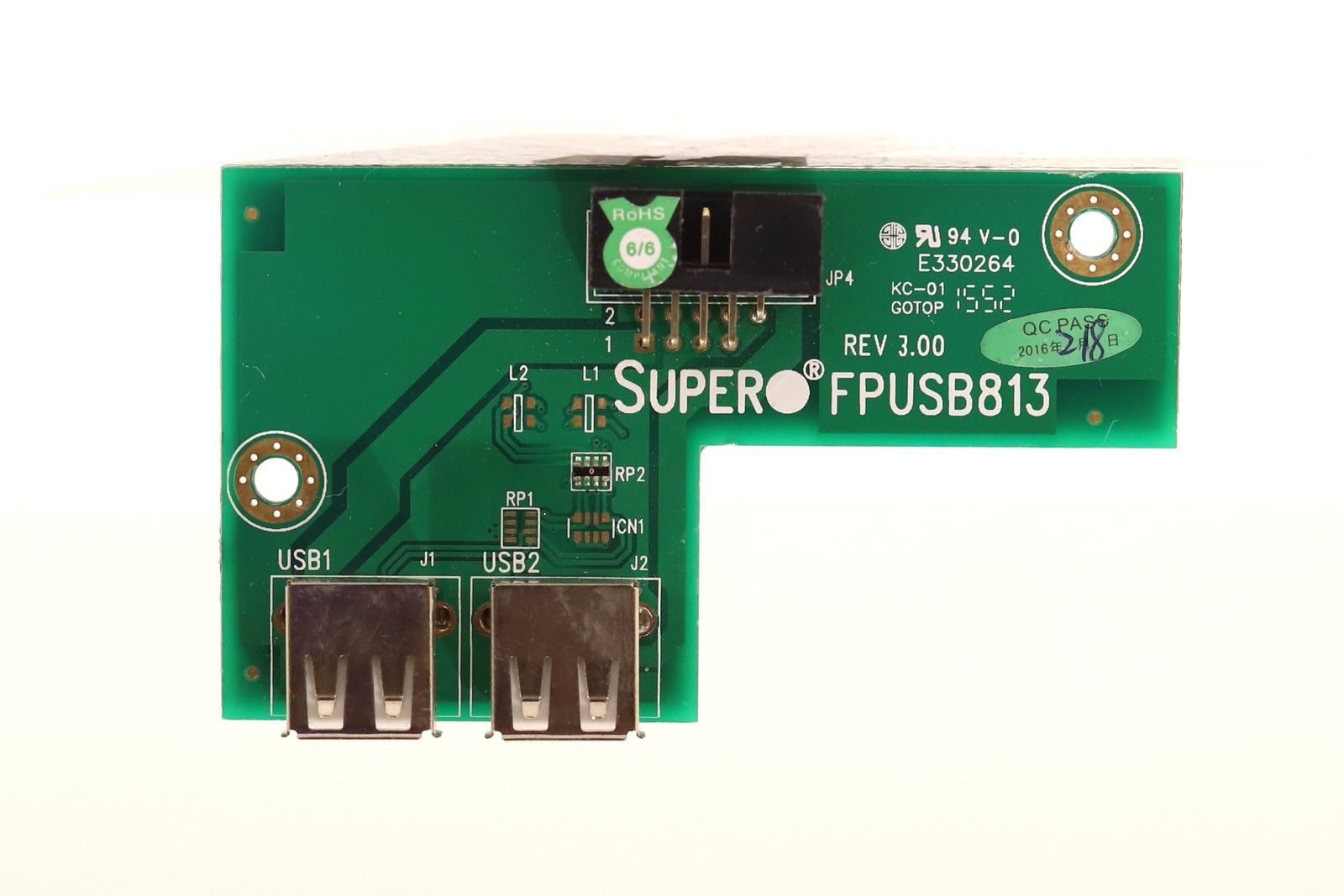 SuperMicro Dual-Port USB 2.0 Front I/O Backplane Board P/N: FPUSB813 Tested