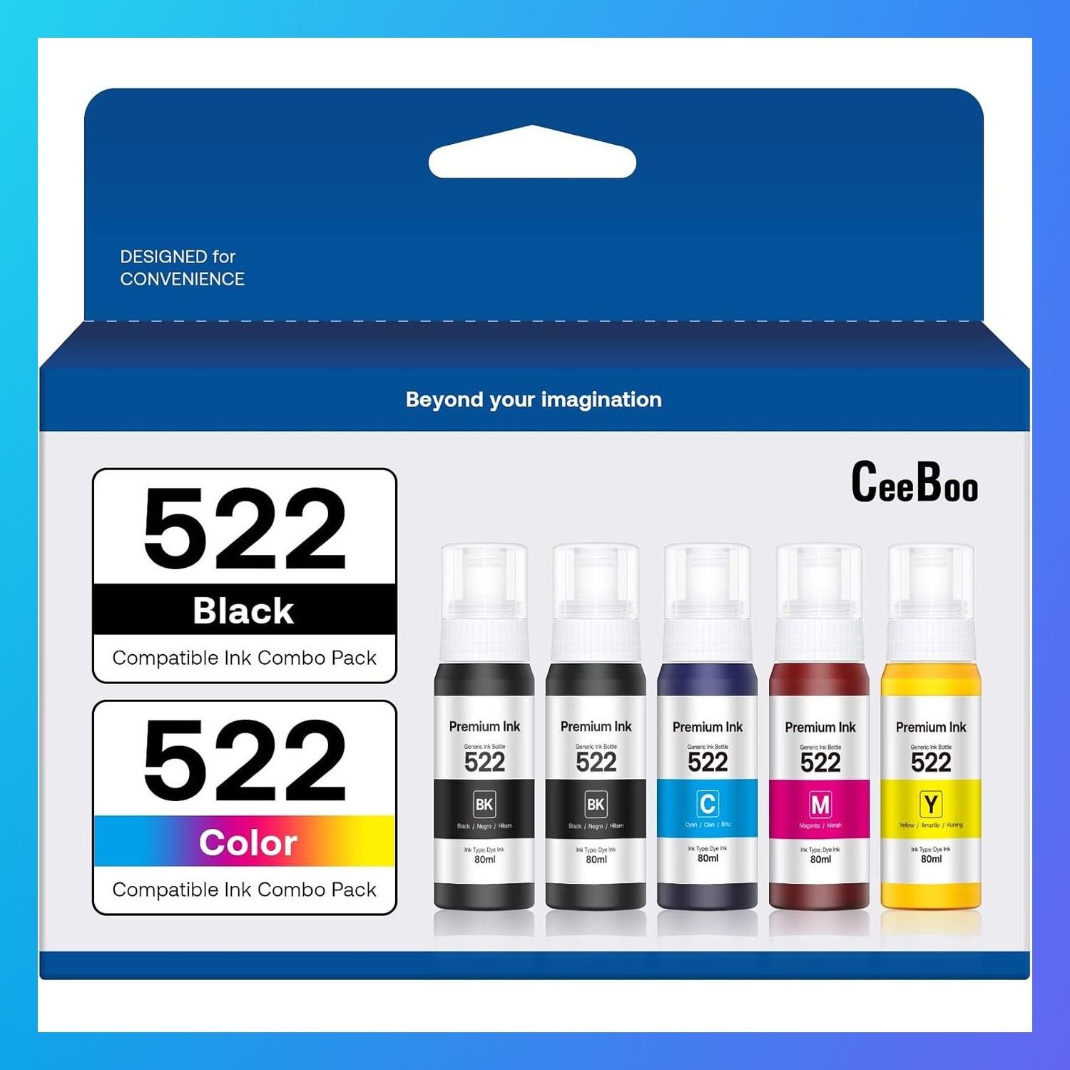 522 High Capacity Refill Ink Replacement for Epson 5 Pcs