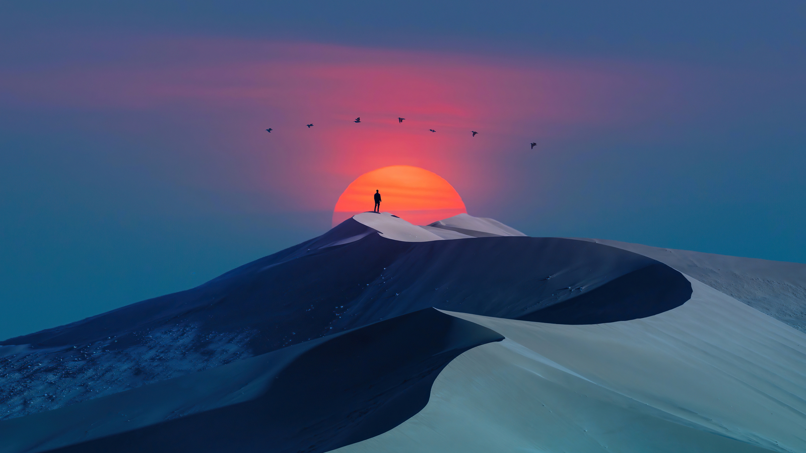 Landscape desert sunset art silhouette Custom Gaming Mat Desk