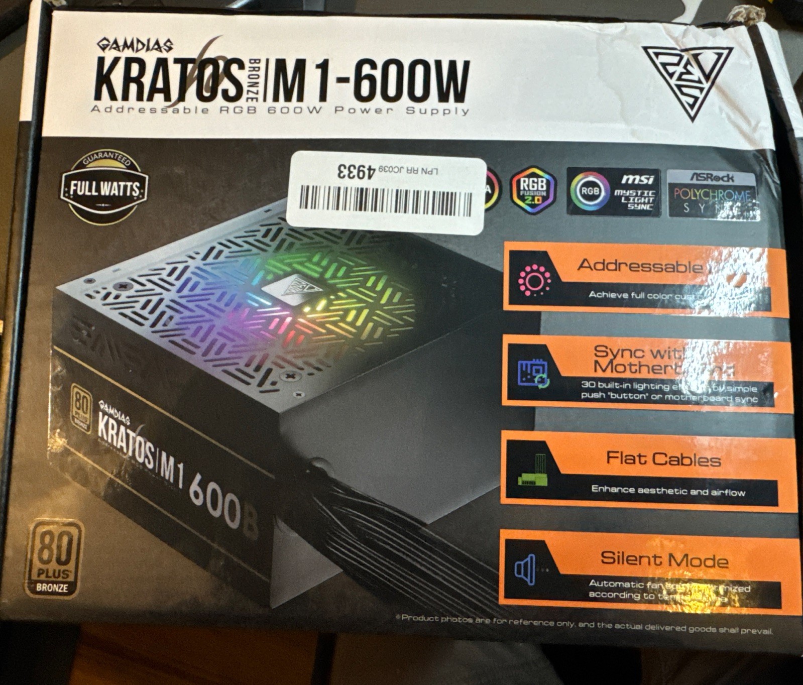 GAMDIAS Kratos M1-600W Bronze PSU, Addressable RGB Gaming PC Power Supply