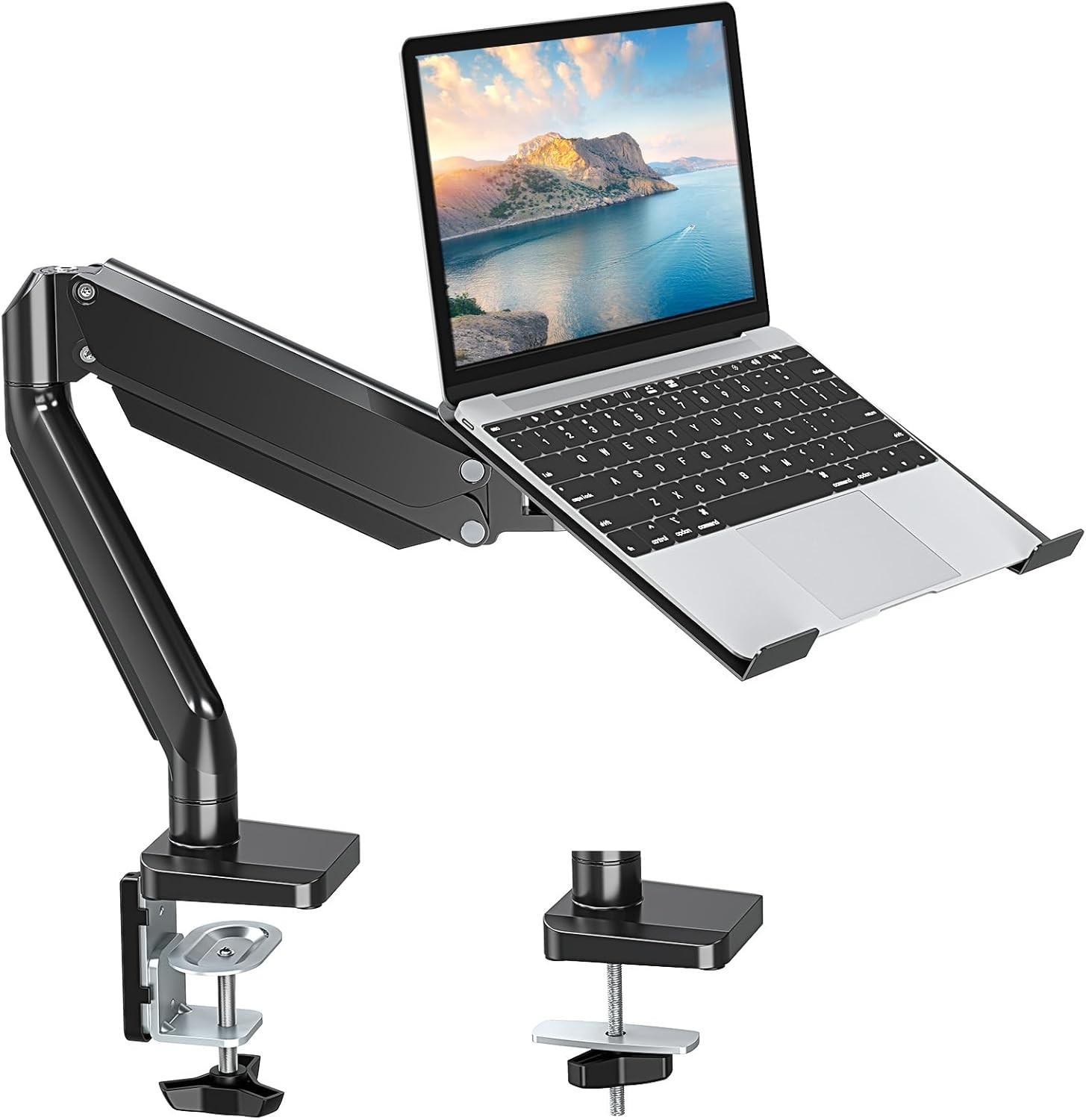 MOUNT PRO Laptop Arm Mount for Desk, 2 in 1 Function Monitor Black 