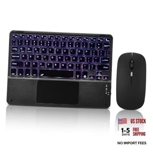 Ultra-Slim Bluetooth Keyboard with Built-in Touchpad and Mouse Portable black