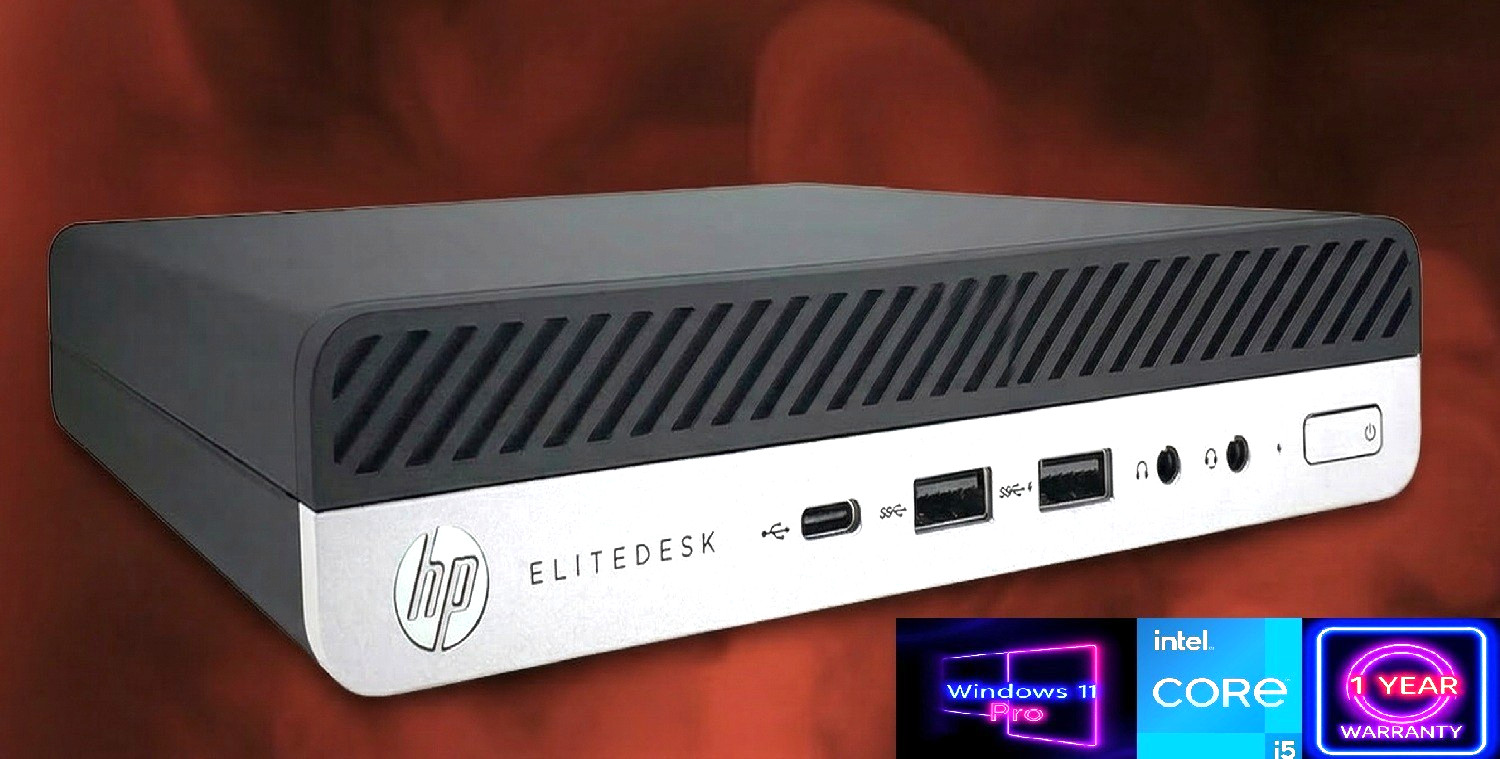 HP EliteDesk 800 Series Mini Desktop PC: Intel i5-9500T 16GB RAM, 256GB SSD