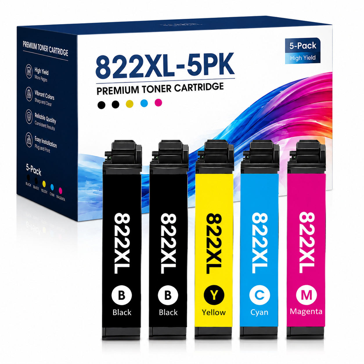 5PK 822XL Cartridges Compatible For Epson