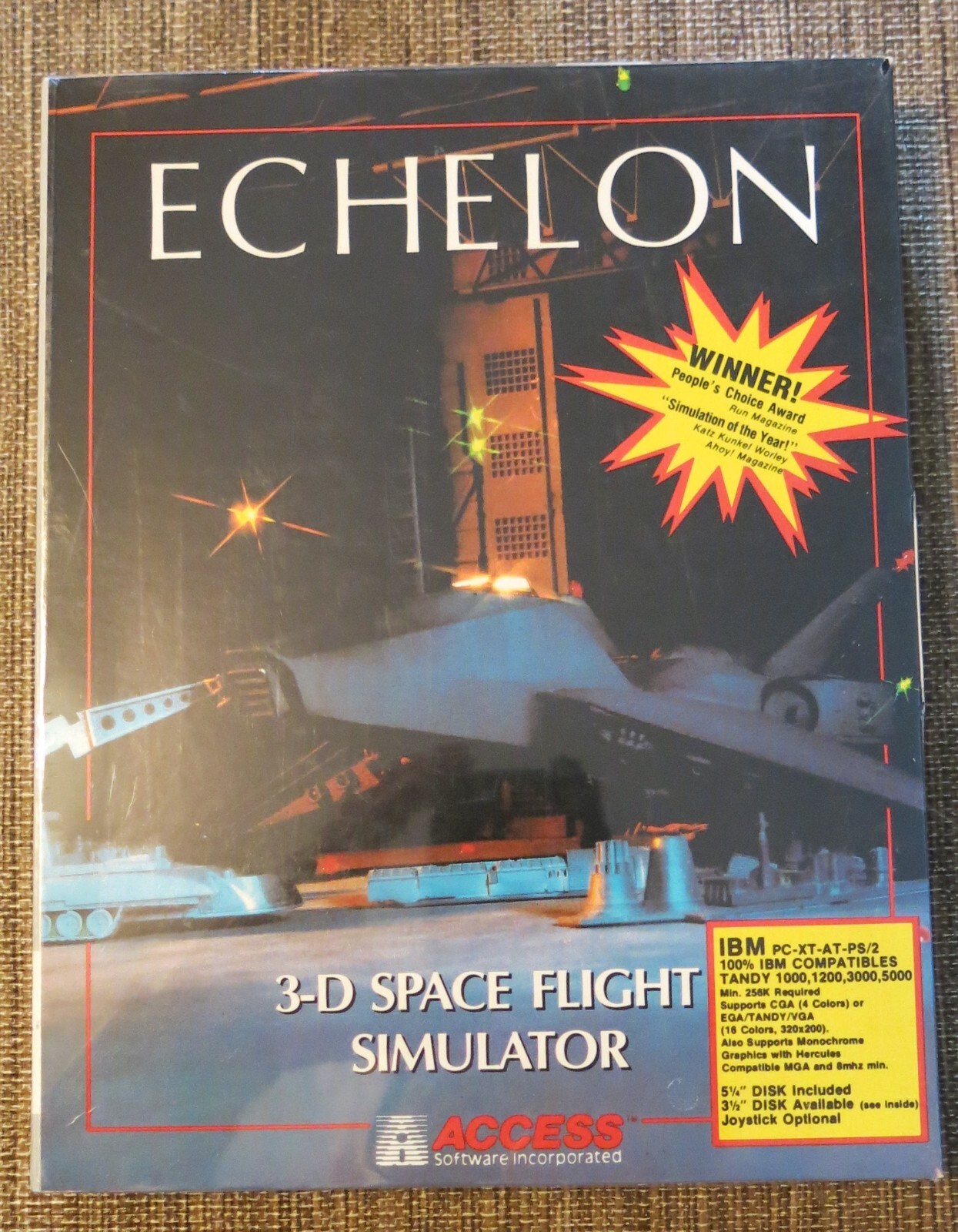 Echelon 3-D Space Flight Simulator IBM PC-XT-AT-PS/2 TANDY 1000 1200 3000 3 1/2