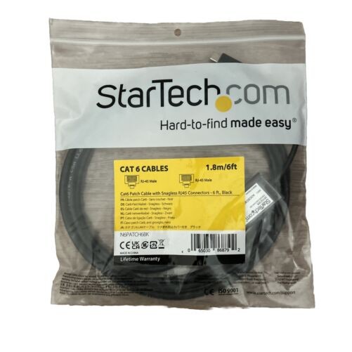 Startech C6ASPAT35BK 35FT BLACK CAT6A ETHERNET CABLE SNAGLESS RJ45 UTP PATCH CAB
