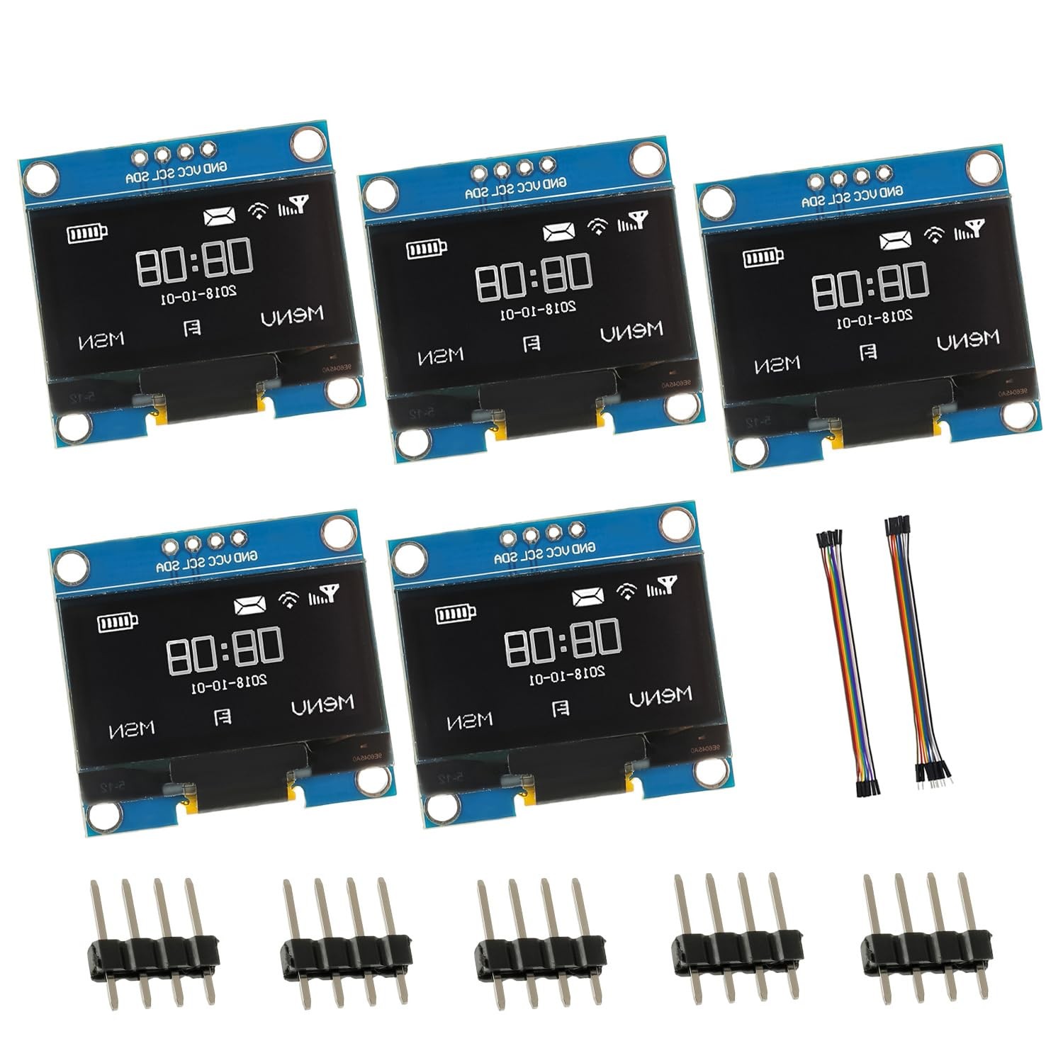 5 Pack 1.3 inch OLED IIC Display Module 128x64 Pixel Mini -Luminous Display S...